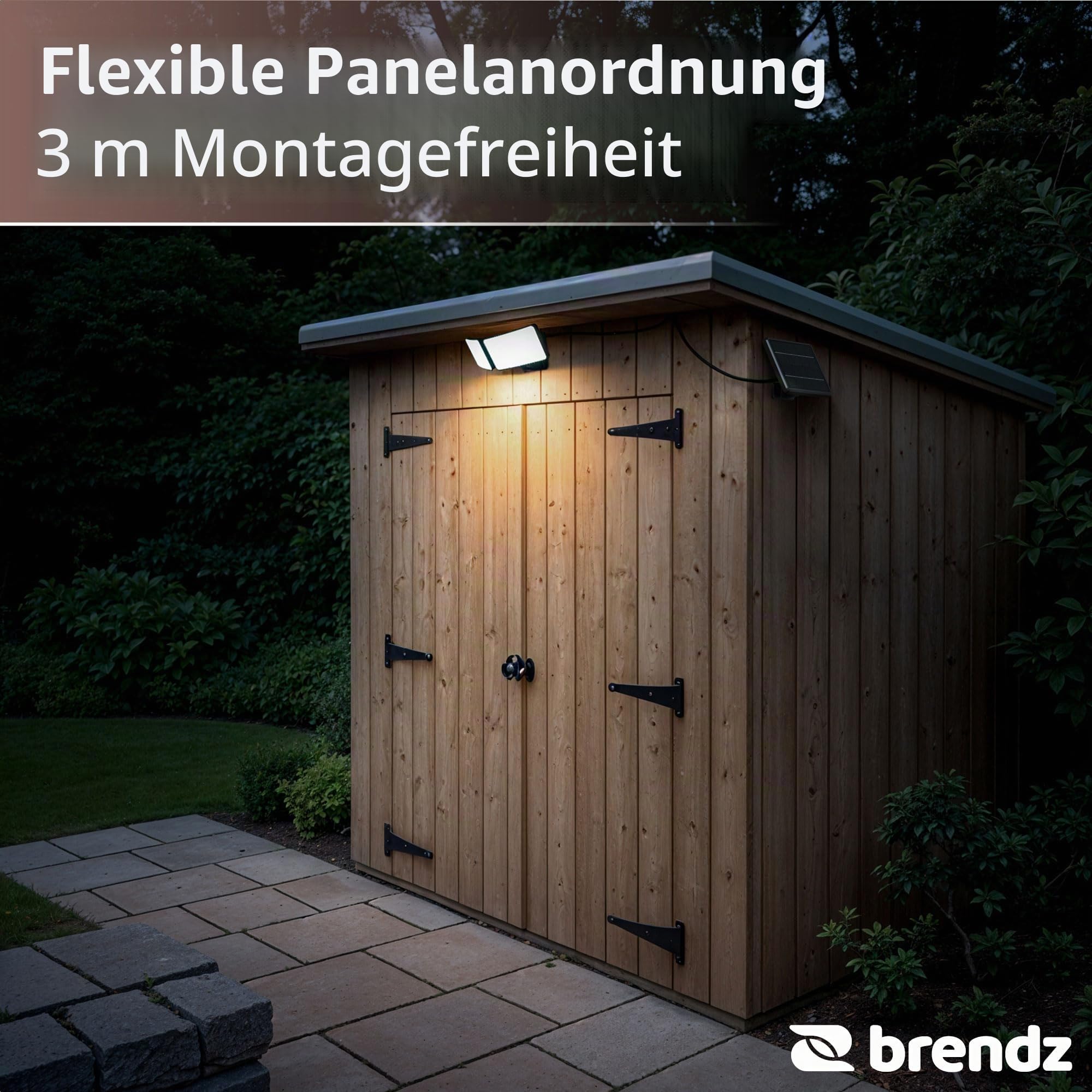 Brendz LED Strahler mit Bewegungsmelder, 600 Lumen, IP44 Wasserdicht, Einstellbare Leuchtdauer, Solar Wandleuchte Außen, LED Fluter mit Sensor, Skye, Scheinwerfer
