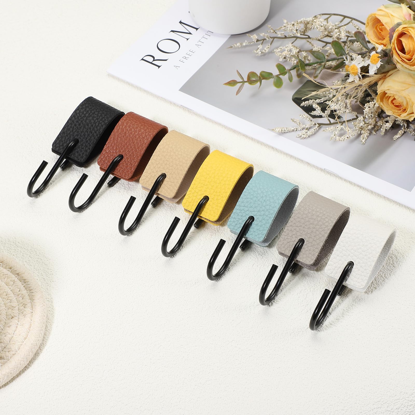 Set di 8 ganci a S in pelle PU portatile per esterni, dimensioni