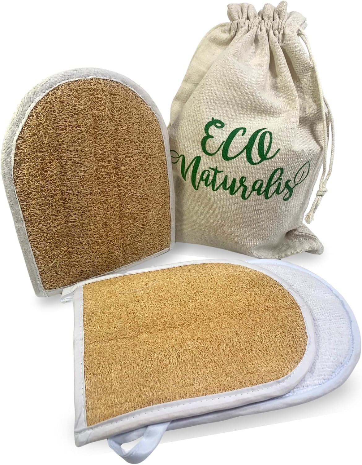 Loofah Exfoliating Glove. Handmade Double-Sided Mitt. Natural Loofah Bath Sponges for Men & Women. Organic, Biodegradable & Perfect for Daily Use. Your Skin Will Thank You. 3 Pack.