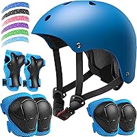 Vista 1 de Juego de casco de bicicleta para niños, casco ajustable para niños de 2-3-5-8-14 años, juego de almohadillas para niños pequeños con rodilleras