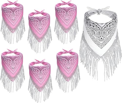 Kathfly Bandana con flecos de diamantes de imitación de disco para vaquera, despedida de soltera, decoración de fiesta de discoteca, pañuelo de