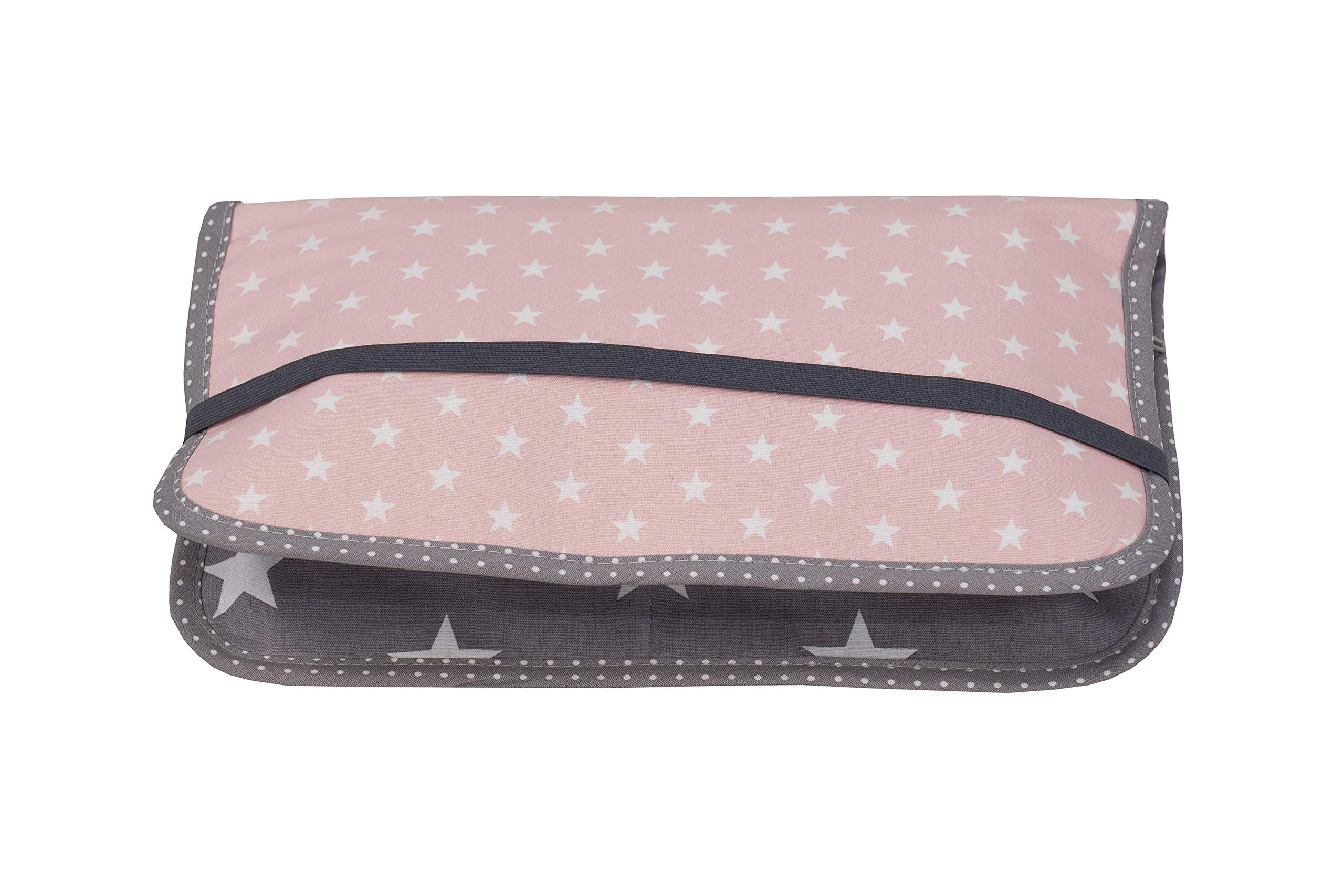 ULLENBOOM ® Windeltasche für unterwegs Rosa Grau (Made in EU) - Wickeltasche für bis zu 3 Windeln, Feuchttücher & weiteres Zubehör, Windeletui mit Reißverschluss & Gummiband, klein & lässig