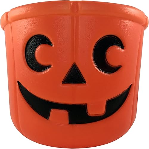 Miniatura 9 de KINREX Cubo de dulces de calabaza de Halloween, cesta de plástico para trucos o tratos, gran recuerdo de decoración de fiesta, naranja, mide 5.5