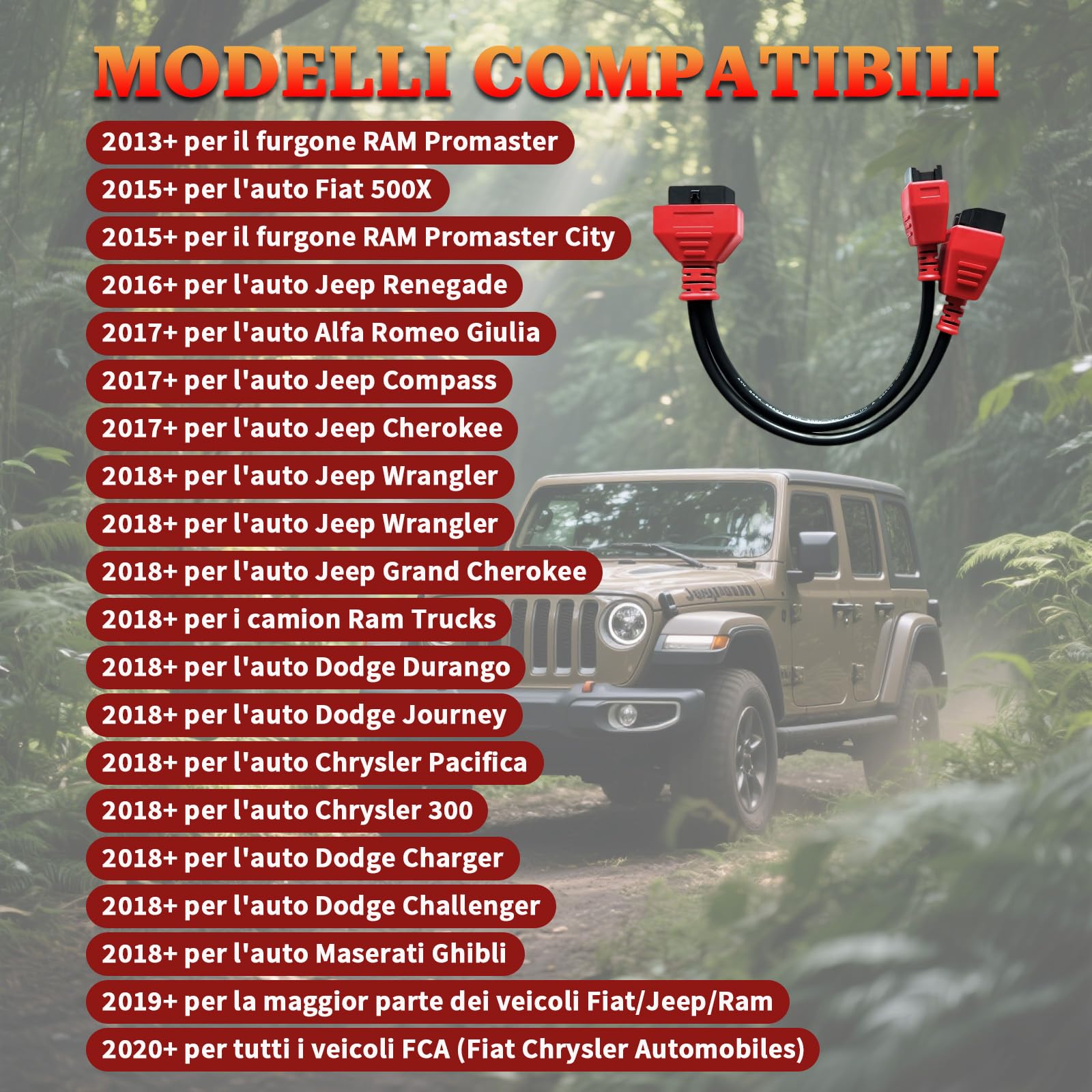 FCA 12+8pin cavo di raccordo OBD2 per la sicurezza del cavo, adatto a Chrysler/Jeep/Fiat/Alfa Romeo/Lancia/Maserati SGW dotato di veicoli FCA dopo il 2018, lavora con scanner obd per la programmazione