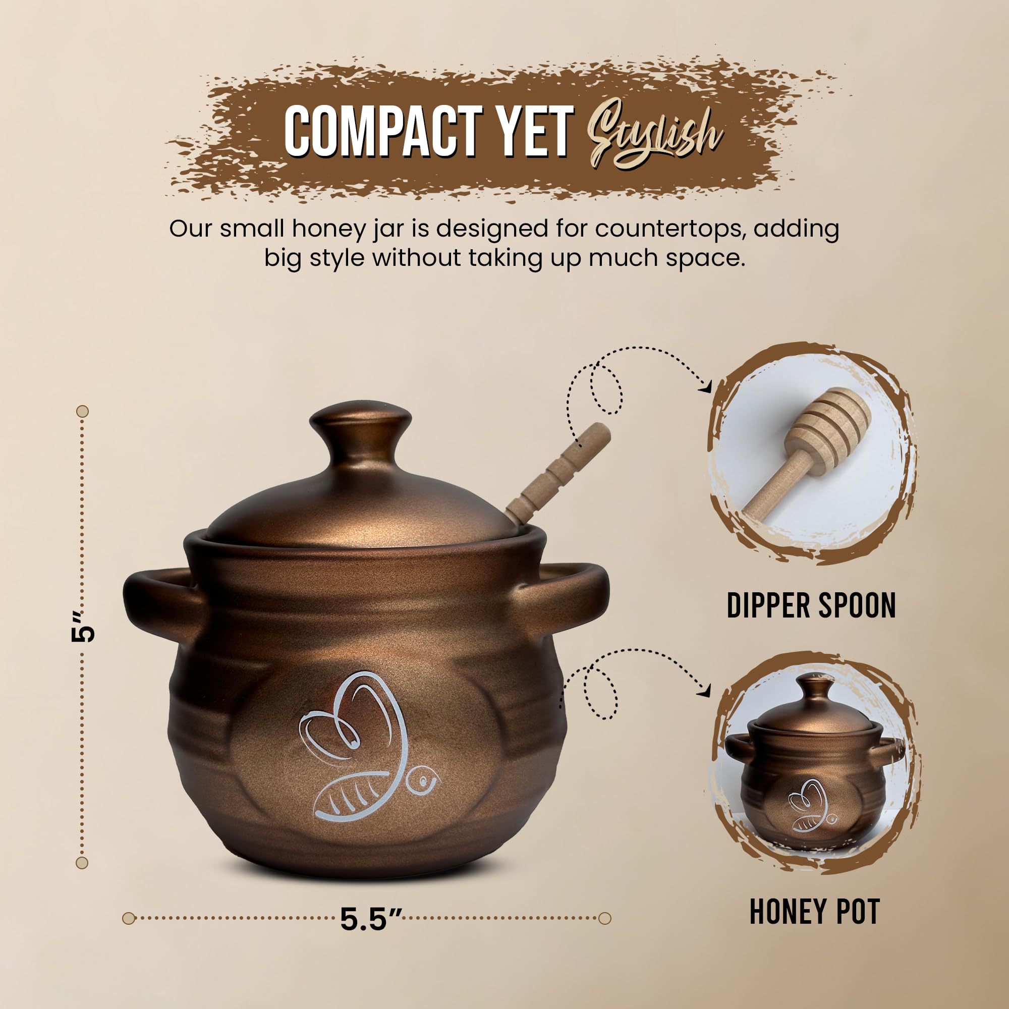 Amazon.com: Rooty Heart Ceramic Honey Pot, Honey Container