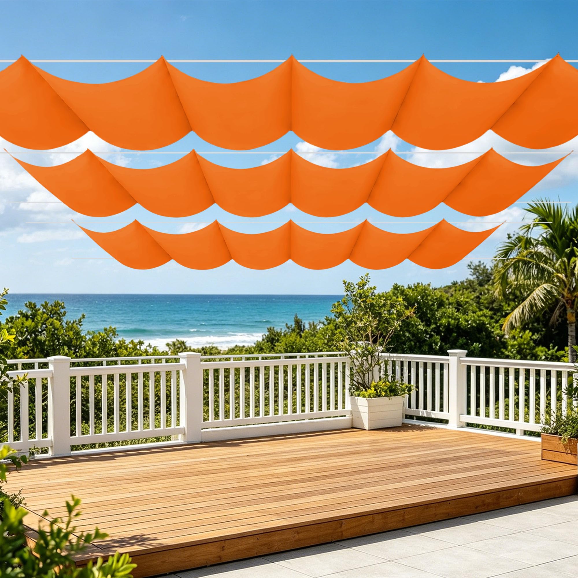Toile Ombrage Rétractable Vague pour Patio et Déjeuner en Terrasse