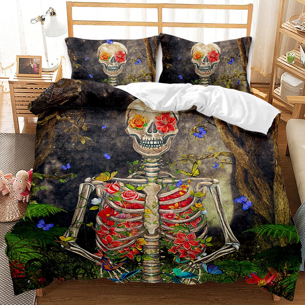 Housse de couette enfant squelette 3D pour relooker une chambre d'ado style gothique moderne