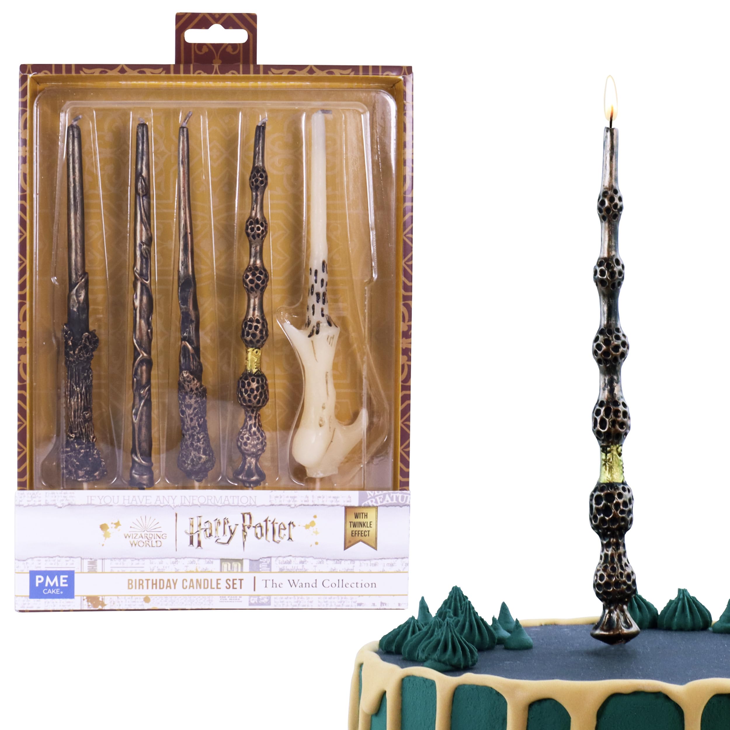 PME Harry Potter Wand Candle Set of 5, Sparking Wands (23cm / 9inch Tall)
