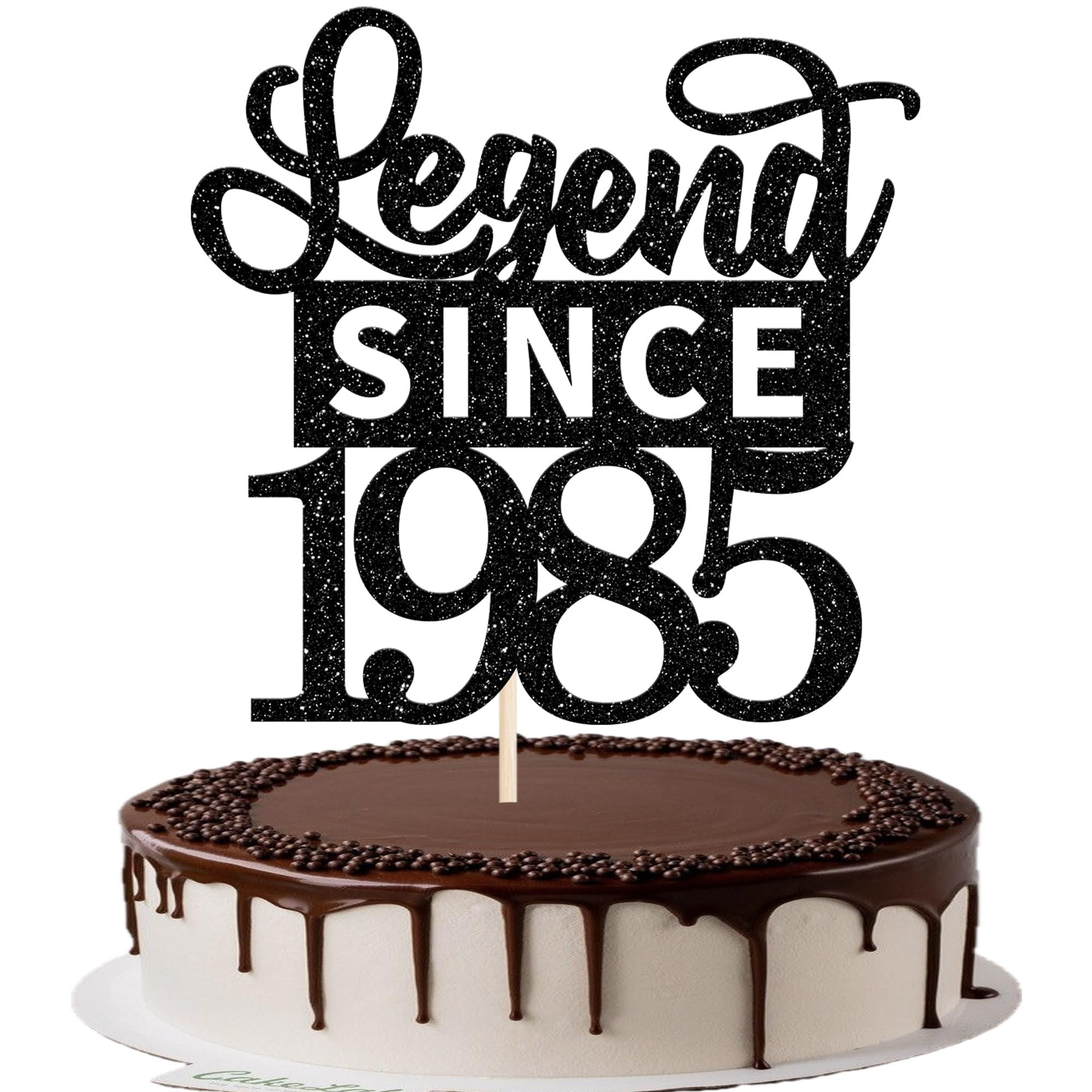 1 Stück 41th Tortendeko Glitzer Legend Since 1985 Cake Topper Alles Gute zum Geburtstag 41 Kuchen Deko für Prost auf 35th Geburtstag Jahrestag Party Kuchen Dekorationen Schwarz