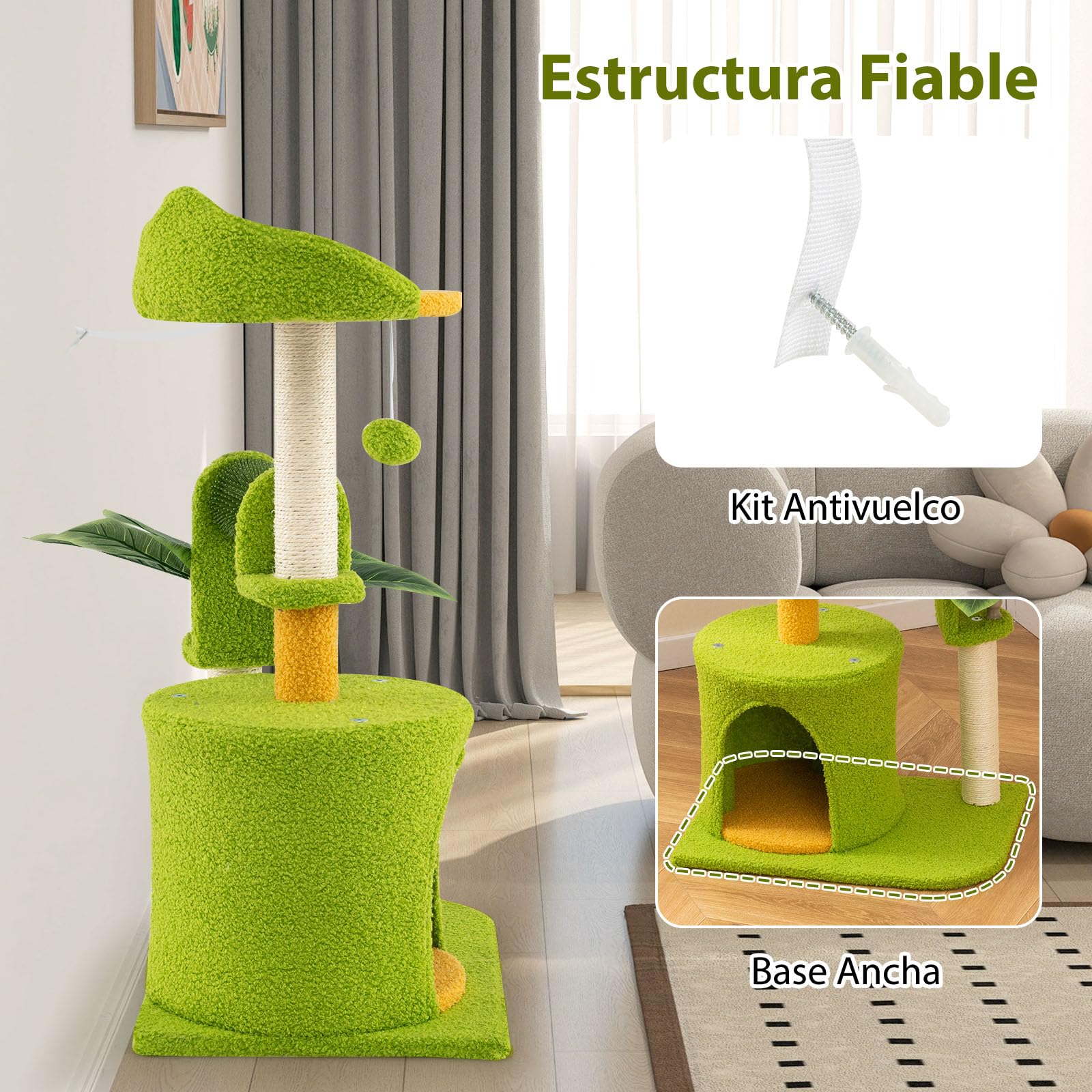 GYMAX Árbol para Gatos, Torre Rascador, Condominio para Gatos con Plataformas, Poste Rascador Autolimpiante, Juguete con Bola Colgante, Casa Multinivel, Centro de Actividades para Mascotas