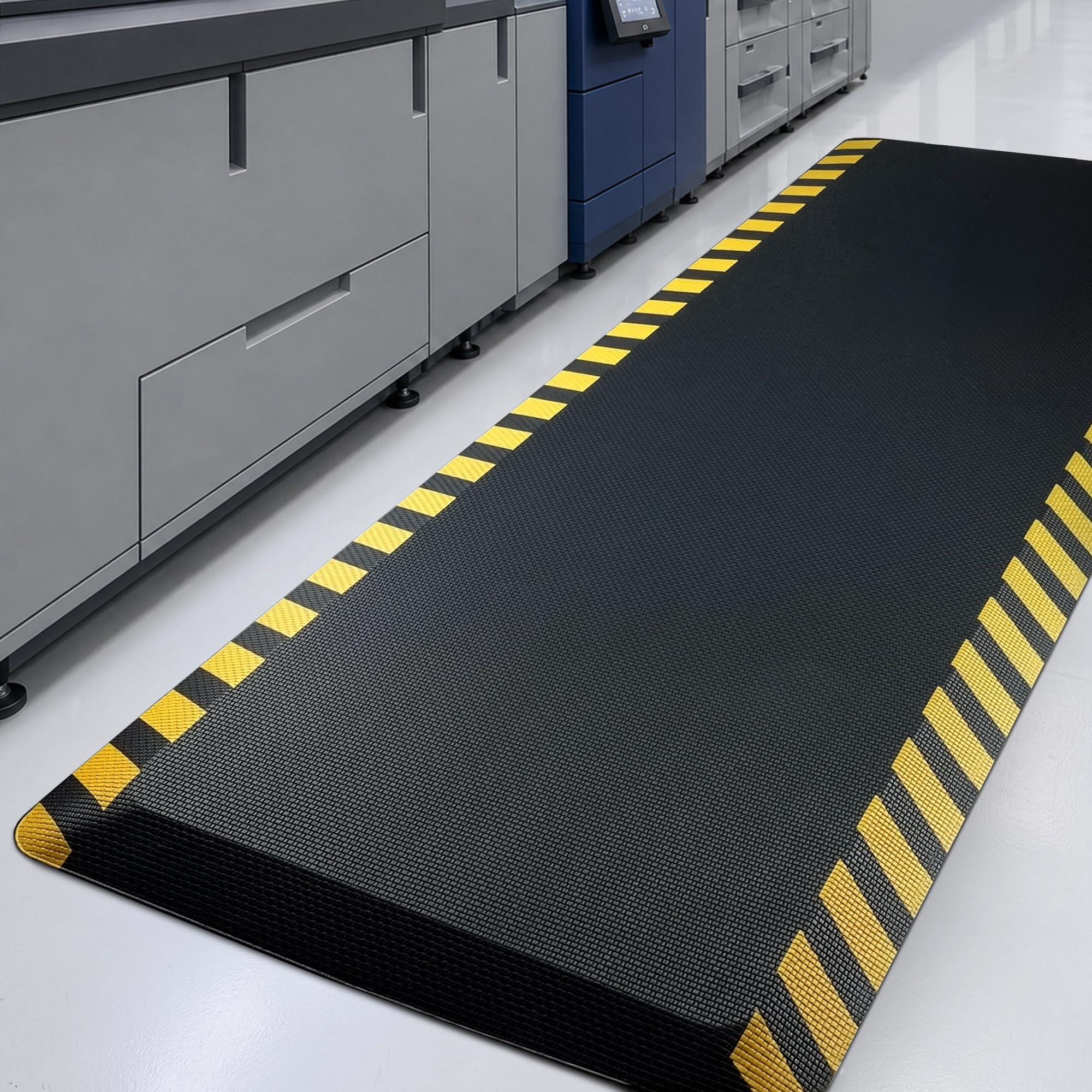 Anti-Fatigue Mat 3' x 5' • Yellow Border • Memory Foam • Non-Slip