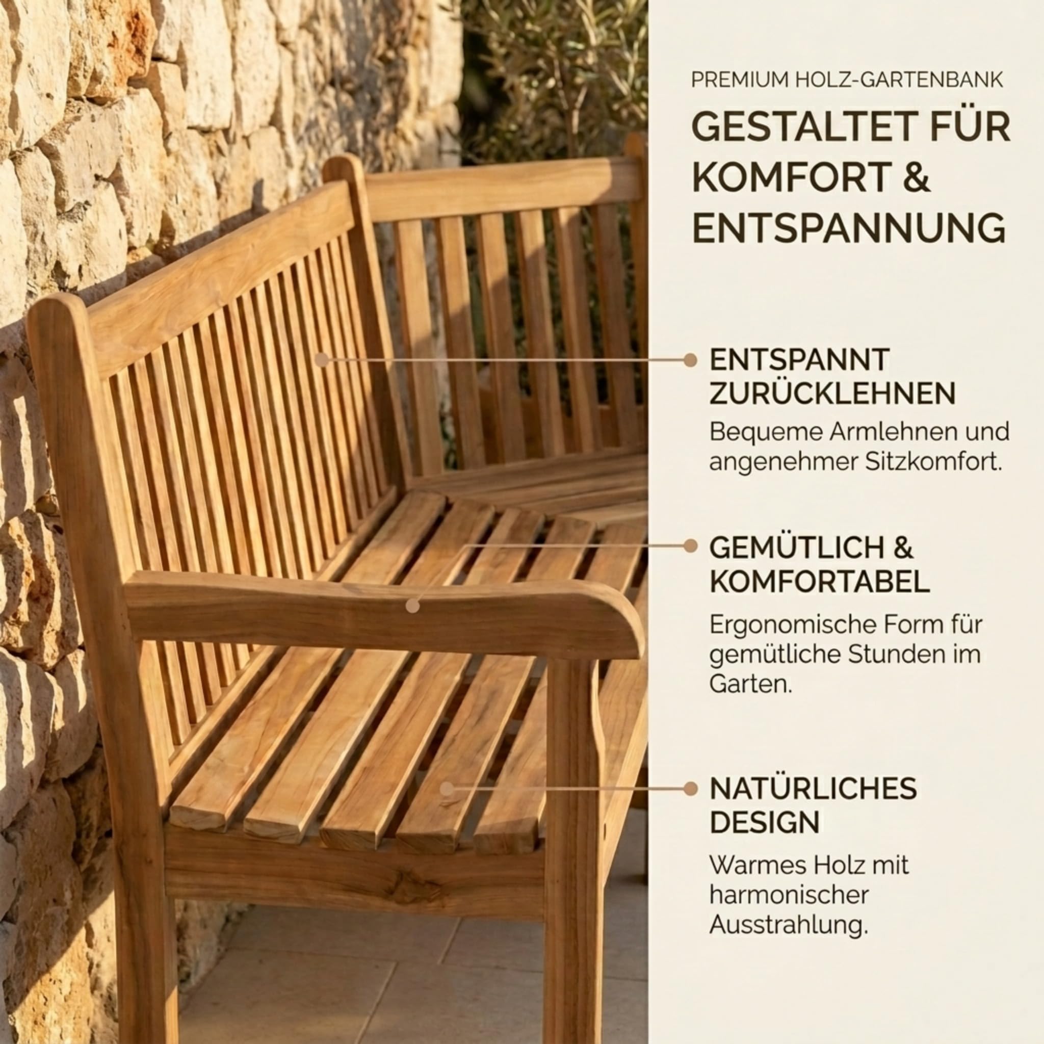 SAM Premium Garten-Eckbank 210 cm 6-Sitzer, Eckbank aus Teakholz massiv mit Armlehnen und Rückenlehne, wetterfeste Holzbank für Garten Terrasse Wintergarten Outdoor
