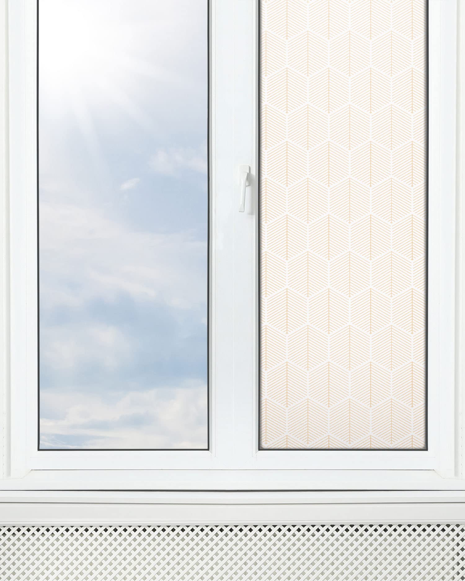 Panorama Fensterfolie Geometrie Blätter 73x200 cm - Milchglasfolie Selbstklebend Fenster - Klebefolie