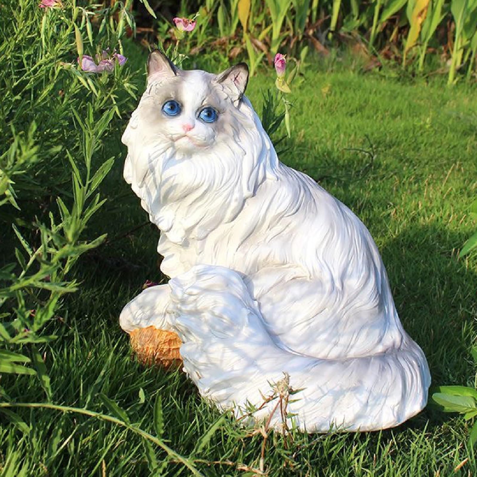 Urocza figurka kota Ragdoll, kreatywna rzeźba kota Ragdoll, figurka zwierzęcia z żywicy, ozdoba pamiątkowa dla zwierząt domowych, prezenty dla miłośników kotów (B)