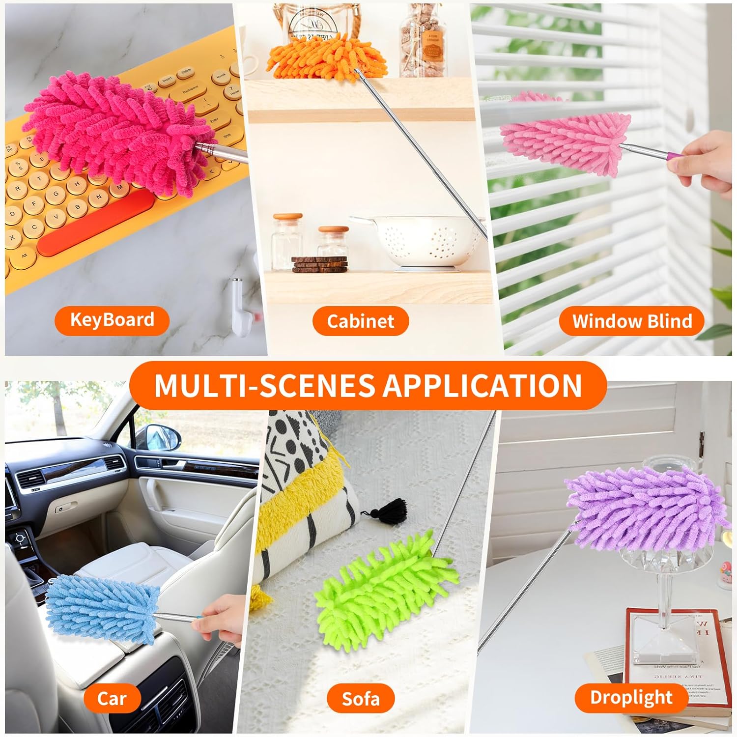 Mini Duster for Cleaning, 360° Bendable Hand Dusters with Extens Pole,
