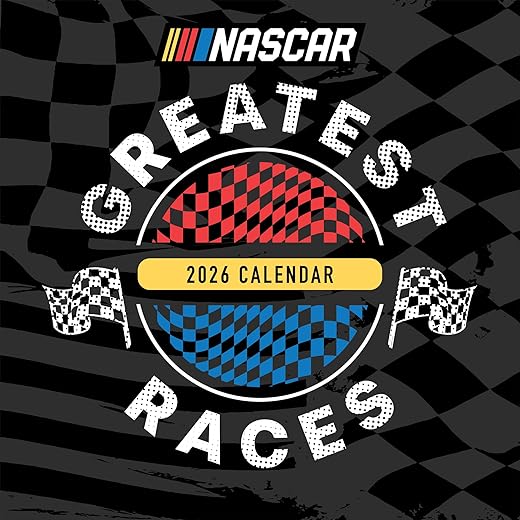 Tf publishing 2026 nascar best races wall calendar - large grids for appointments and scheduling - vertical monthly wall calendar 2026 w/premium gloss paper for home and office organization - 12x12in