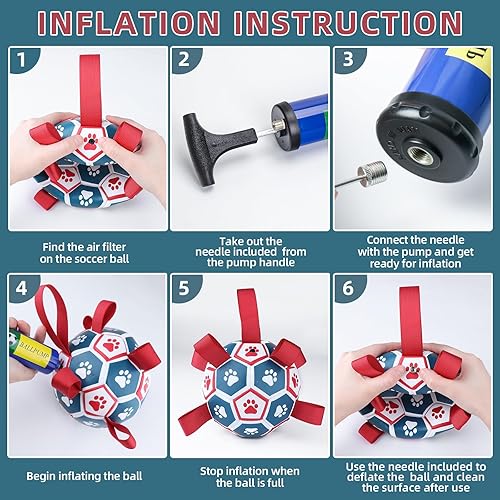 Miniatura 7 de Pelota de fútbol interactiva para perros, guerra de tirones, juguete de tirar para perros, juguete de agua para perros, bolas duraderas para perros