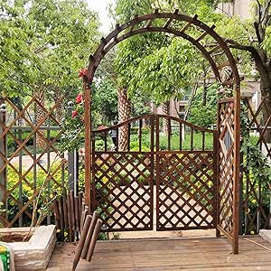 Gartenbogen aus Holz mit Tor, stabile Pergola, einfach zu montieren