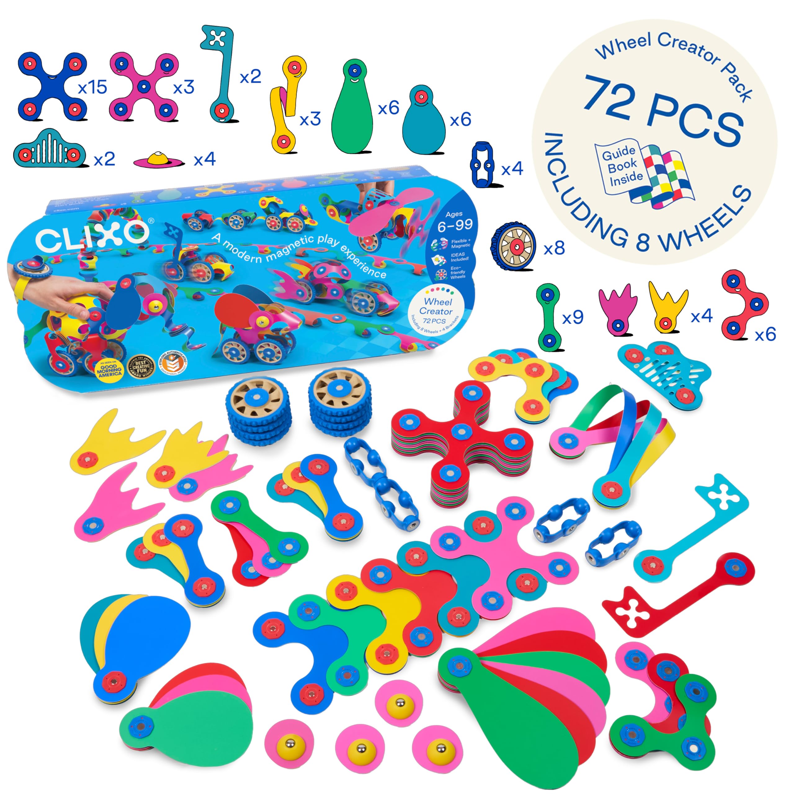 Amazon.com: Clixo Wheel Creator Pack, 72 Pieces Pack