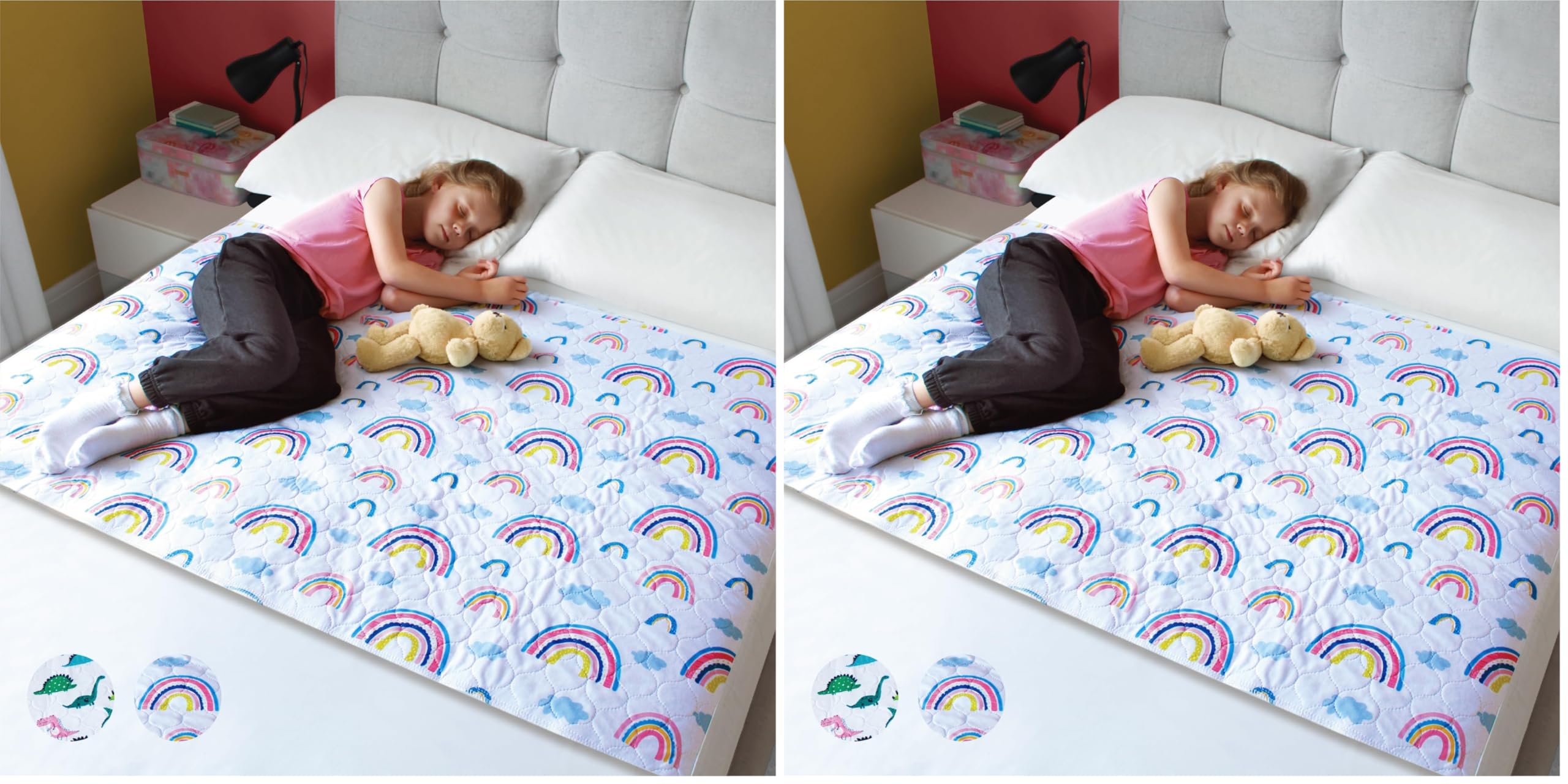 Hygge Sheets® Potty Training Bed Pads | 100% Waterproof | Bed Wetting Sheets for Single and Toddler Beds | Non Slip, Easy to Change at Night | Includes Free Children's E-Book | UK Brand | Rainbow — view 15