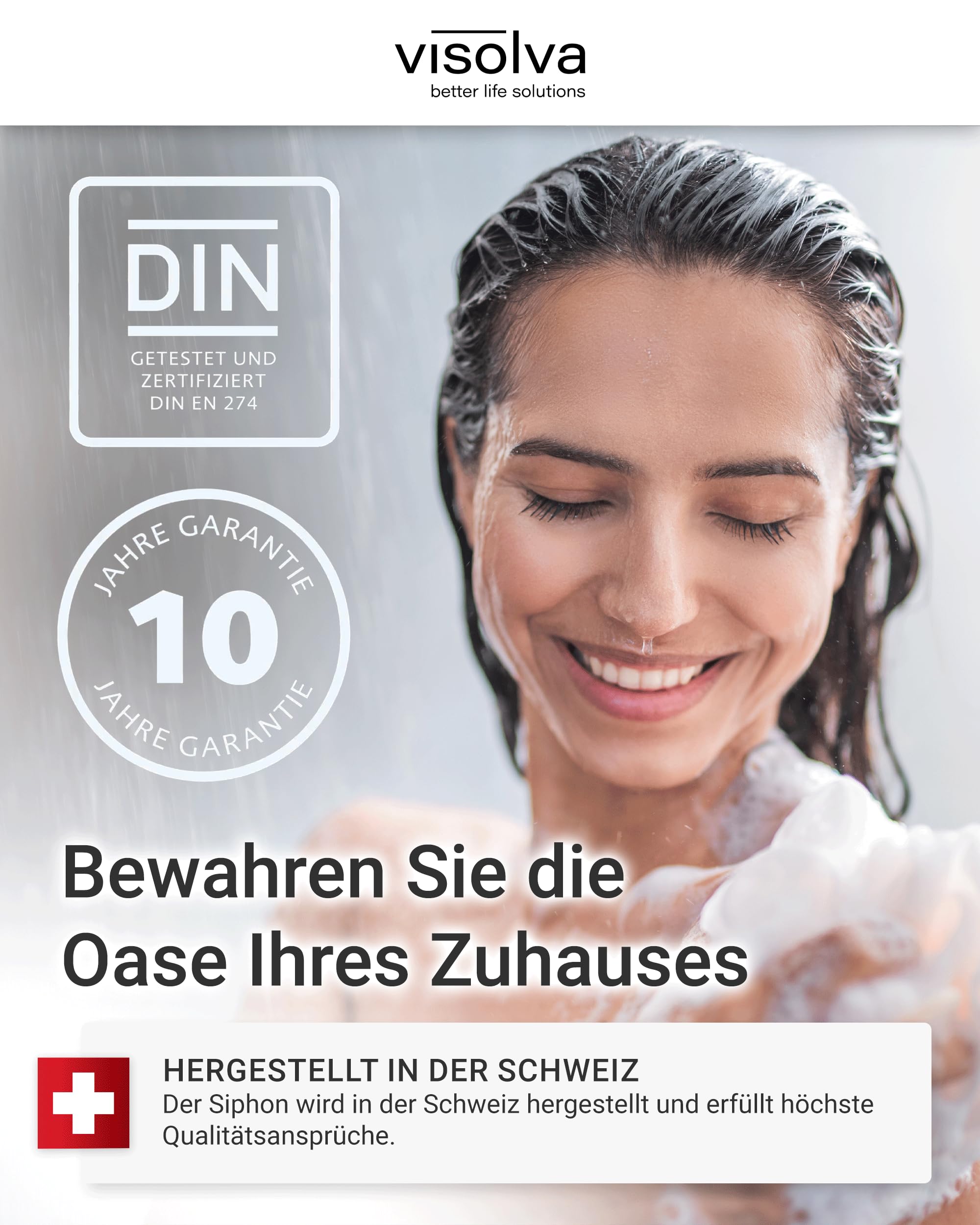 Flow Siphon World - Desagüe para plato de ducha sin limpieza y mantenimiento (90 mm, para evitar obstrucciones y olores, ideal para nuevas construcciones y renovación)