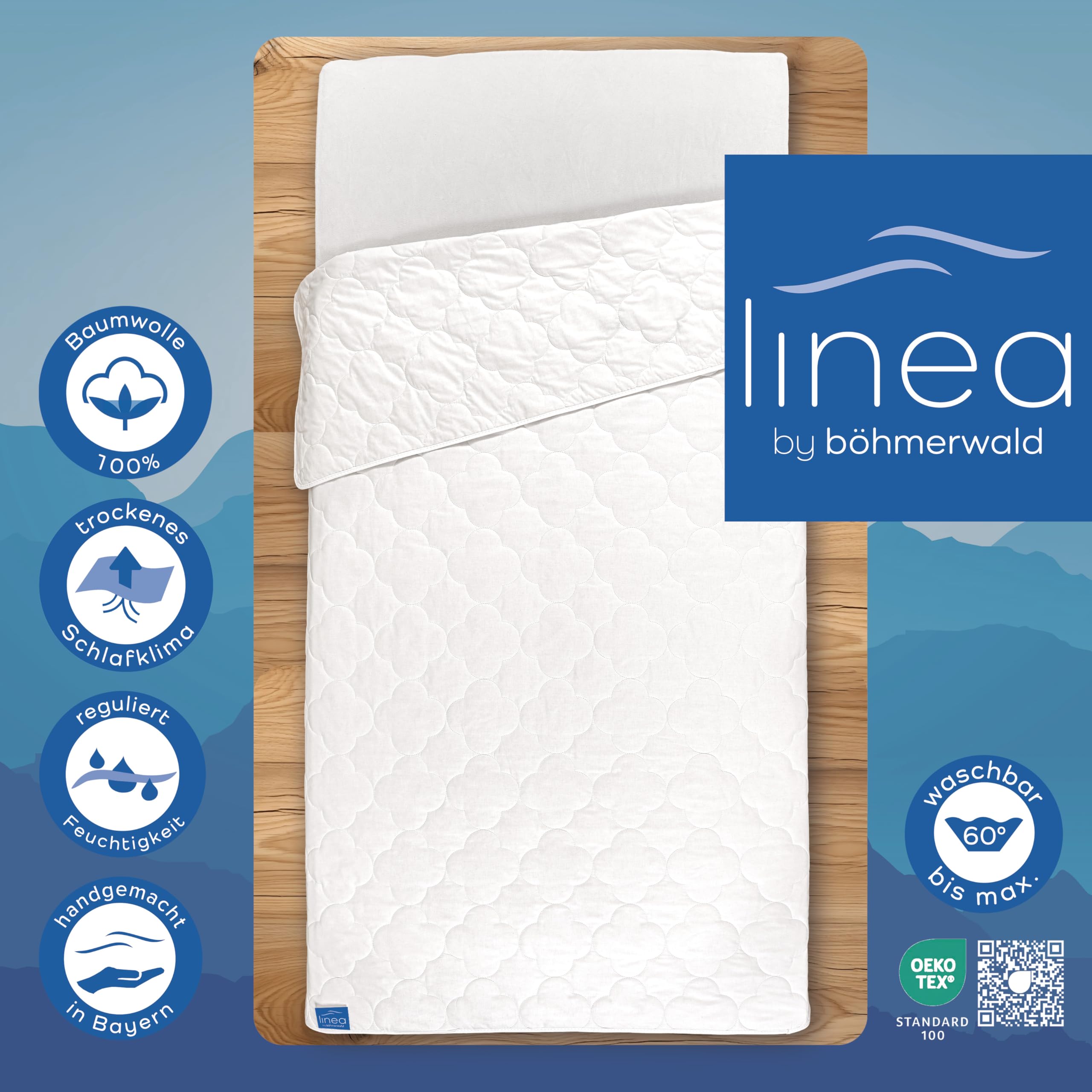 linea by böhmerwald - Nature - Baumwolldecke sommerleicht, 135x200, 100% Baumwolle, Allergiker geeignet, waschbar bis 60°C, in Deutschland produziert