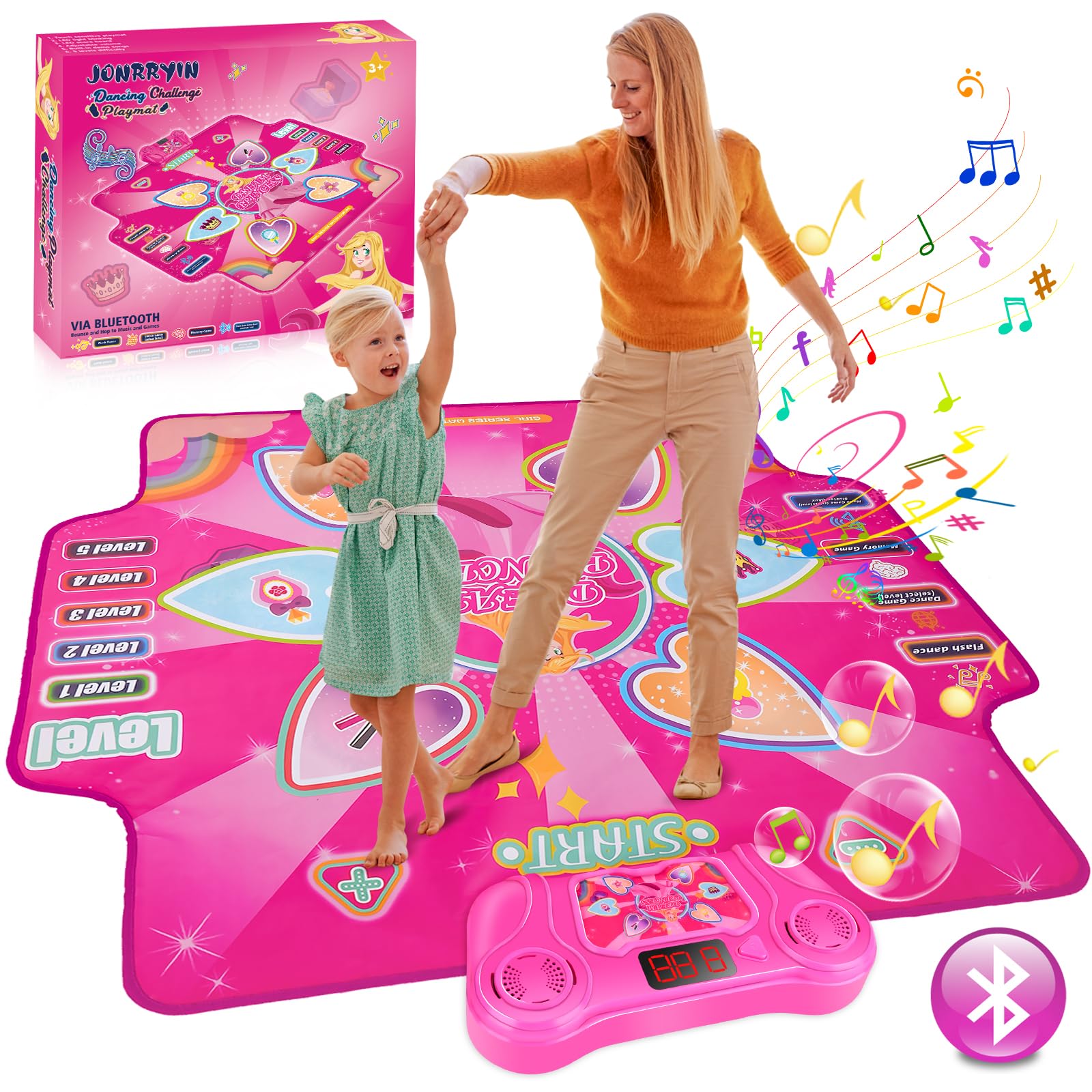 Dhapy Tanzmatte Kinder - Leuchtend Mit Bluetooth Für Mädchen 3-8 Jahre