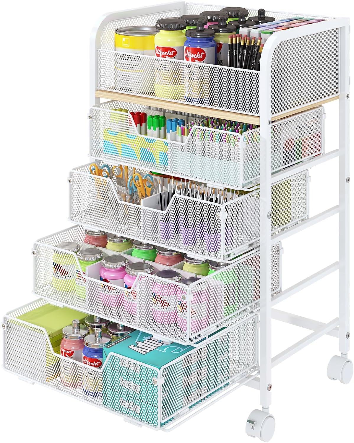 Amazon.com: 5-Tier Craft Organizer Cart with Wheels,Craft Organizers ...