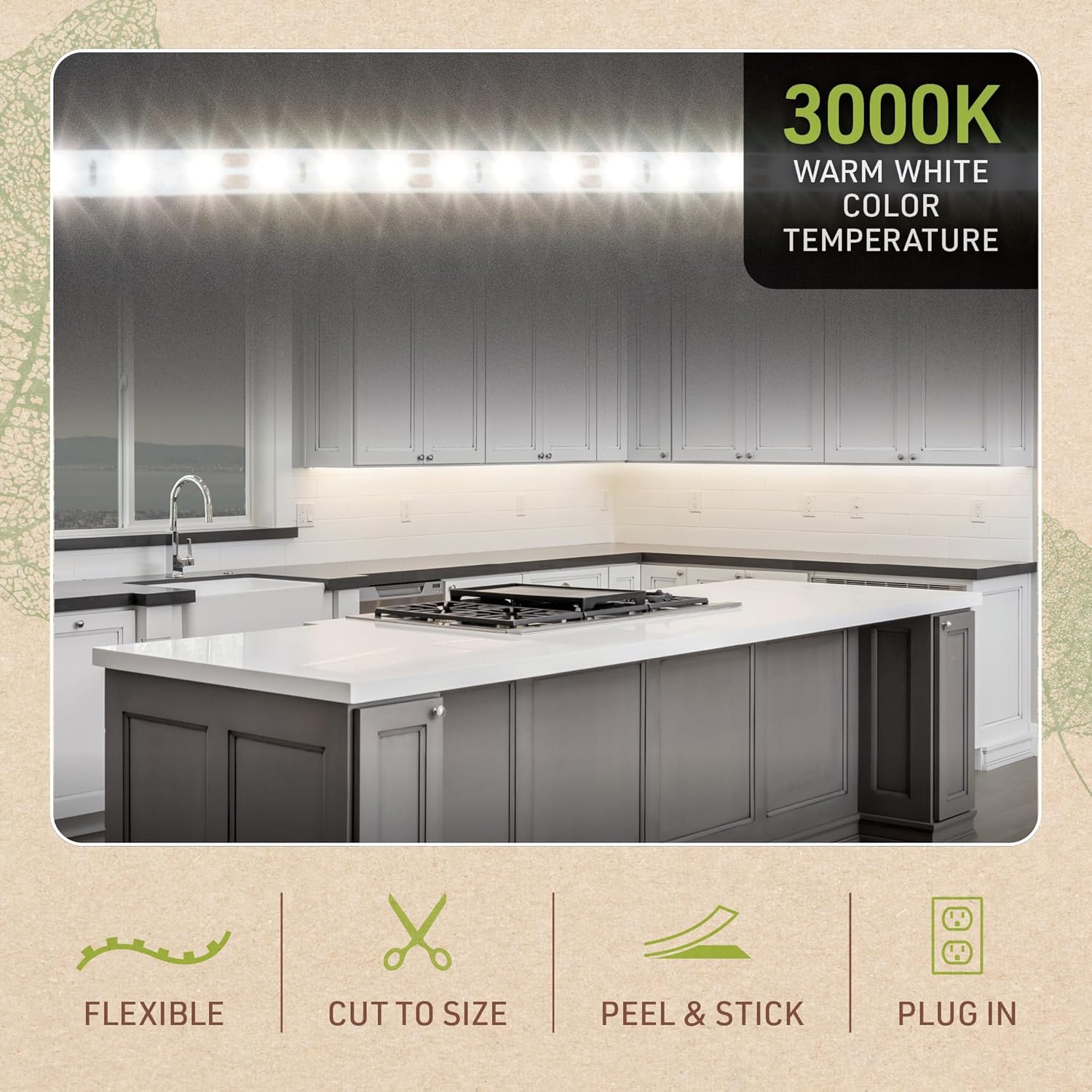 Warm White 36'' LED Under Cabinet Strip Light Kit