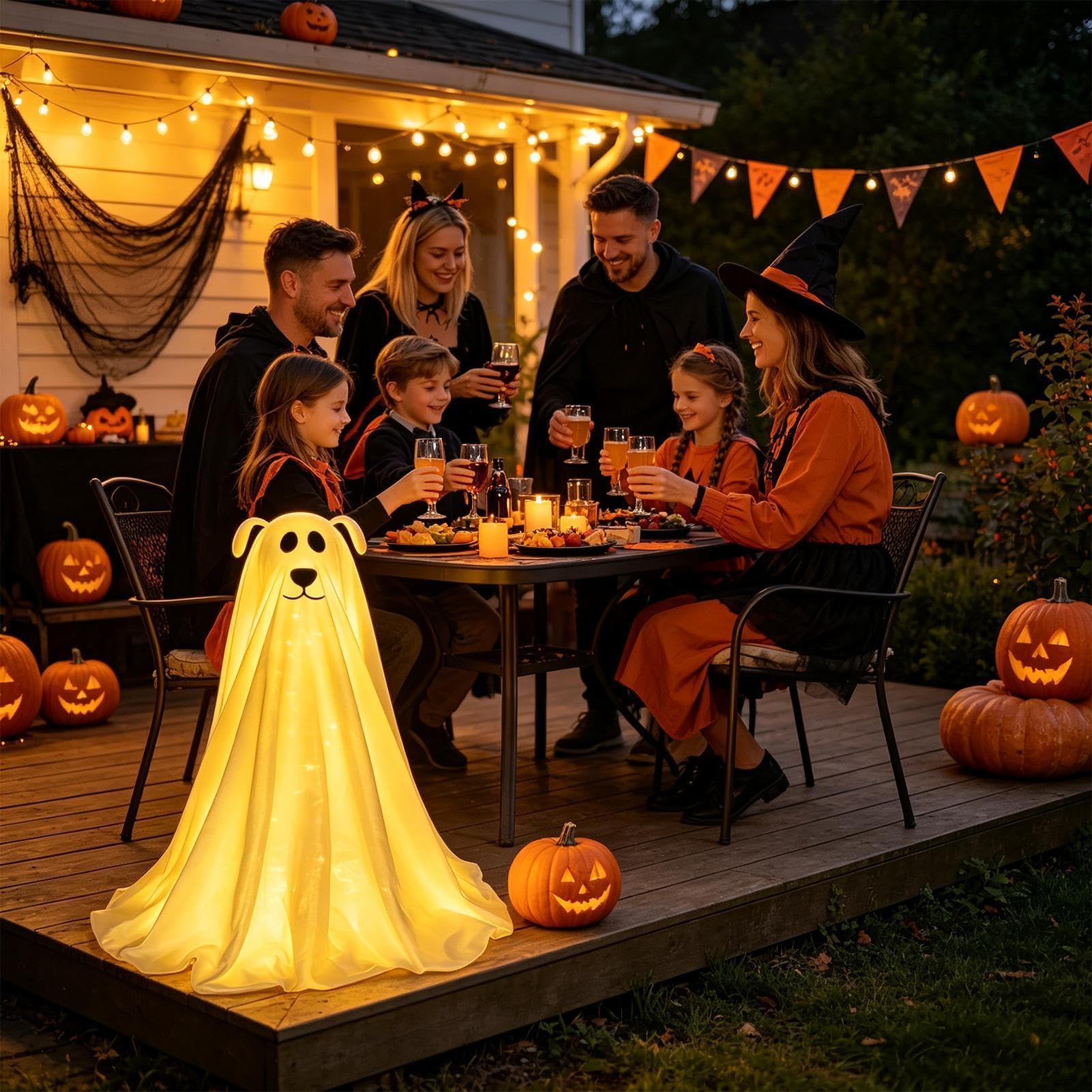 Fantasmi di Halloween Decorazione Luminosa Figura 3D Cane Fantasma