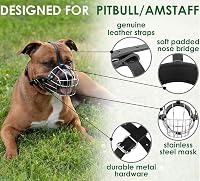 BRONZEDOG Fém Kutyaszájkosár Amstaff Pitbull Kutyáknak, Állítható Bőrpántokkal, Párnázott Kényelmes Kivitel, Rózsaszín 3