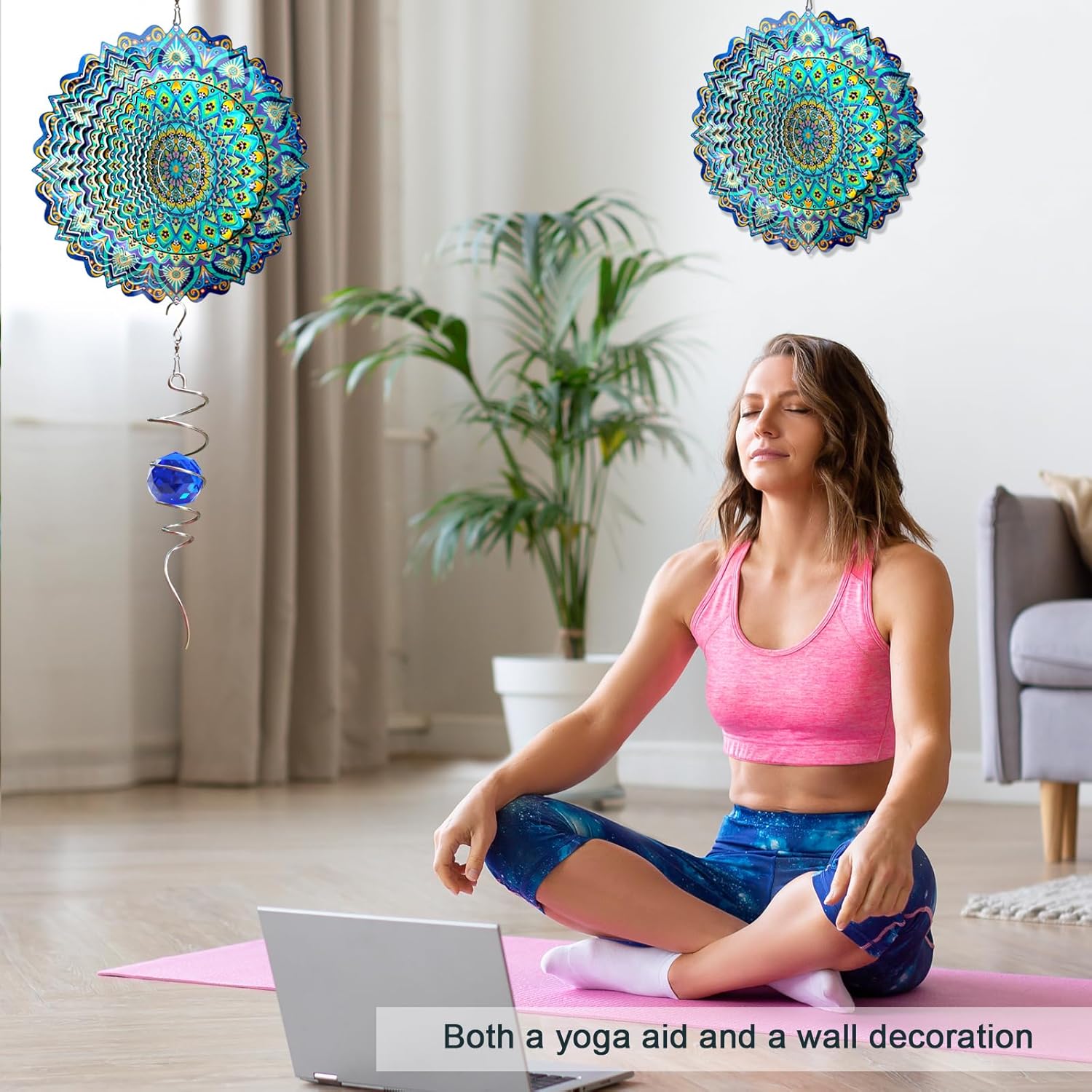 Wind Spinner Mandala Peacock - 12In Laser Cut Stainless Steel Wind Spinners Outdoor, 3D Kinetic Hanging Sculpture, Rustproof Metal Garden Decor Yard Art, Unique Gift for Women, Men, Holidays - Image 7