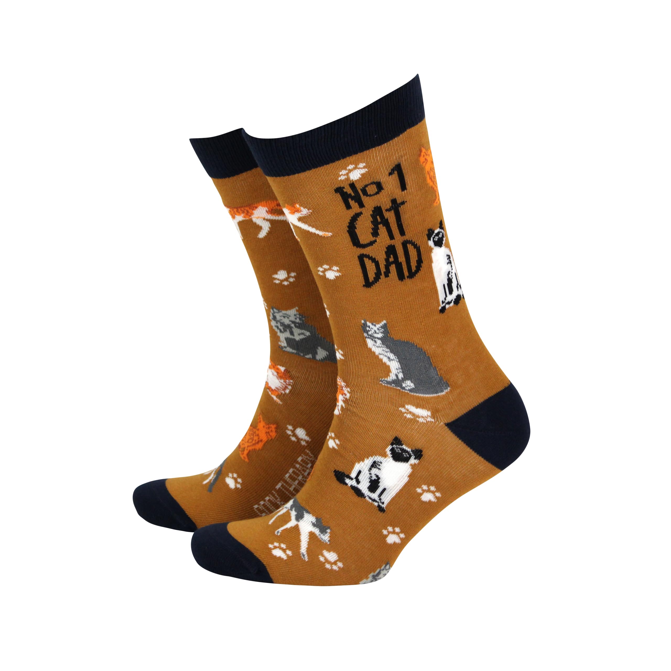 Sock Therapy Mens Novelty Colourful Bamboo Socks Smart Design Comfortable Breathable Socks - Number One Cat Dad