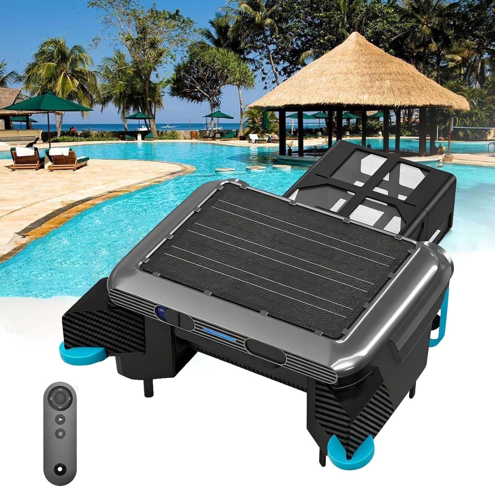 Robot nettoyeur de piscine sans fil avec télécommande et double mode de charge IPX8