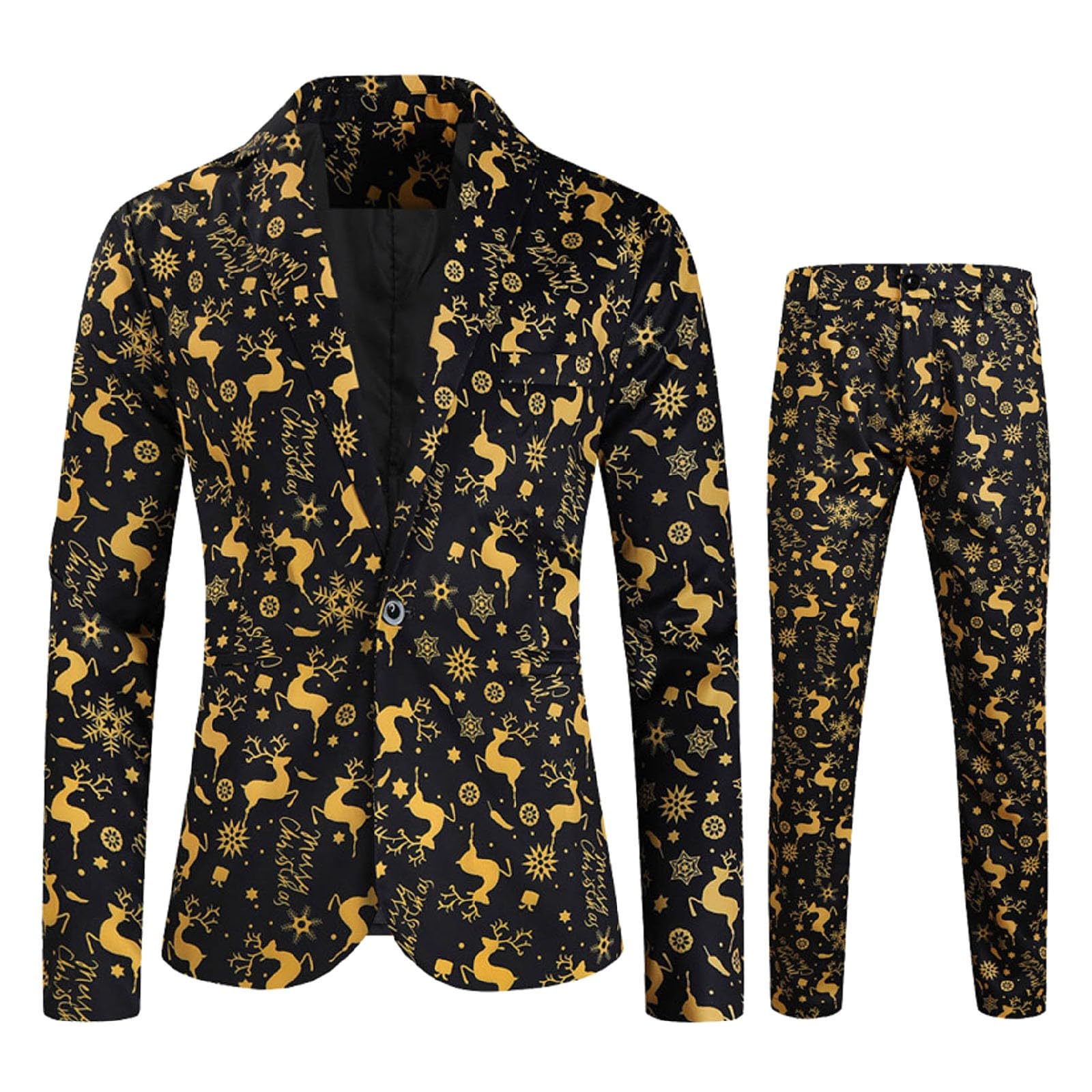 Tuta natalizia da uomo, colorata, formale, per feste di Natale, motivo natalizio, per carnevale, slim fit, da uomo, per feste di Natale