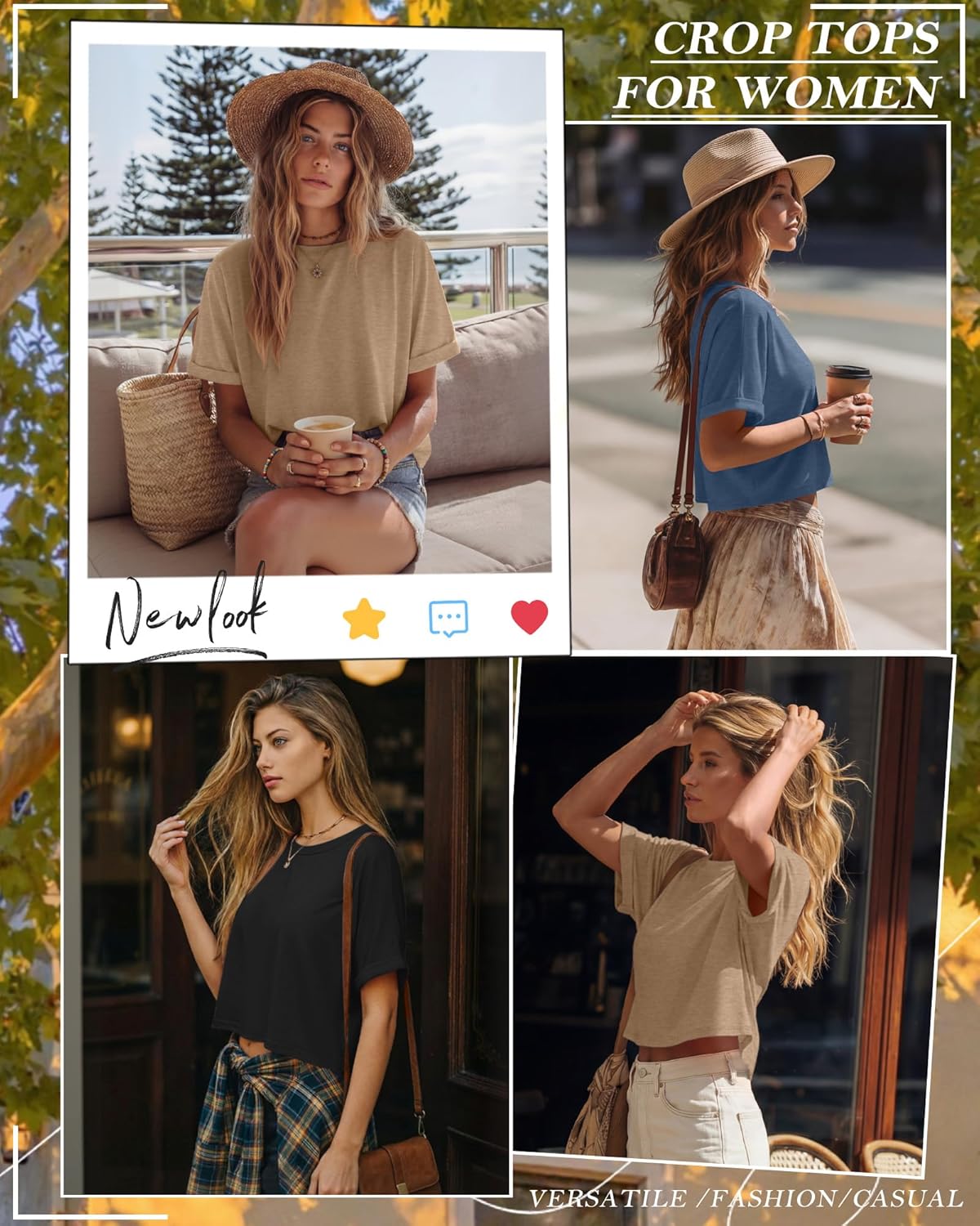 Ficerd 3 Pack Women Oversized Crop Tops Half Sleeve Crew Neck Loose Fit Baggy Shirts Cotton Basic Casual Solid Tees Summer