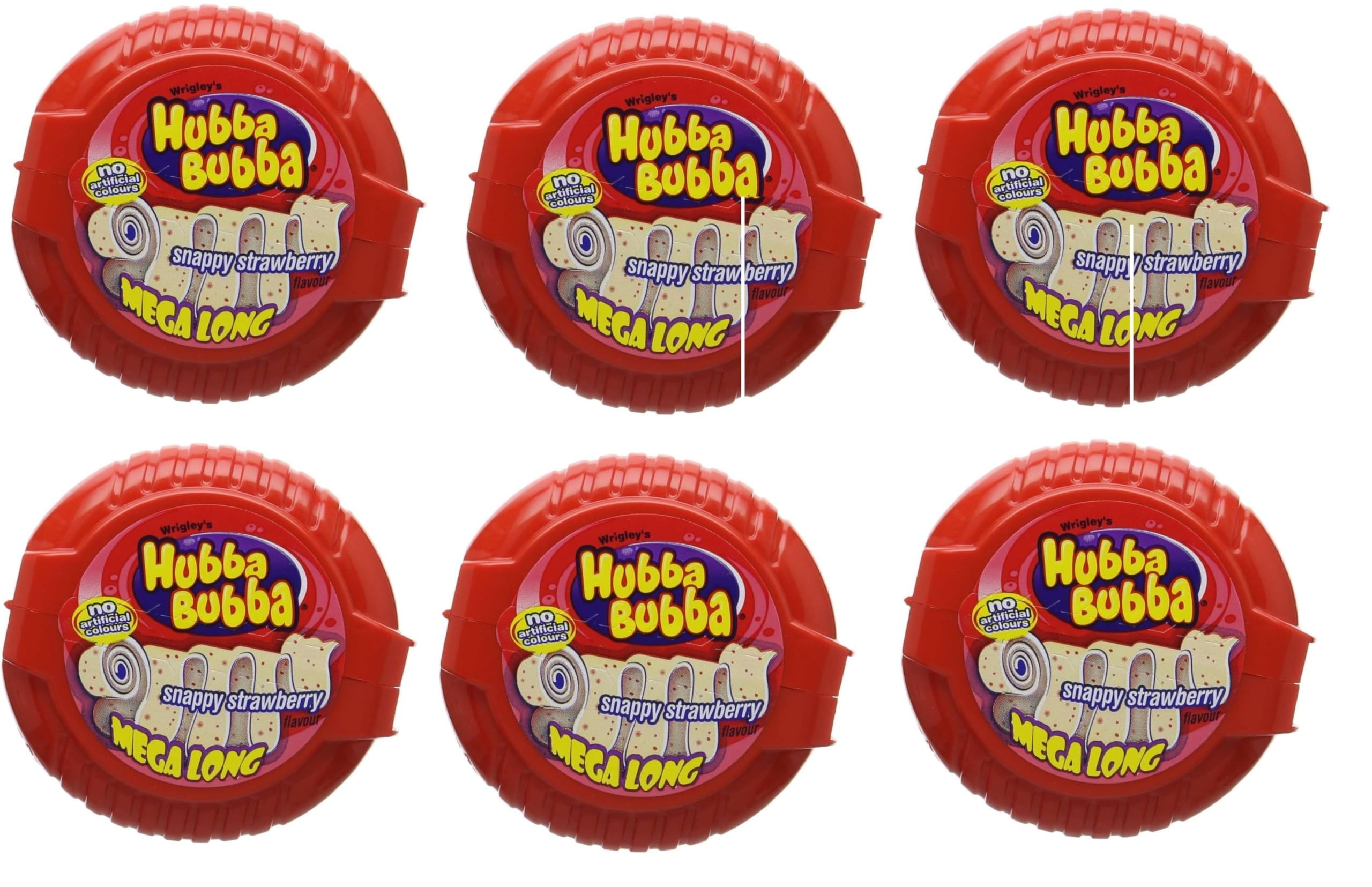 Hubba Bubba Mega Long Chewing Gum With Snappy Strawberry Flavours 56gm (Pack Of 6)