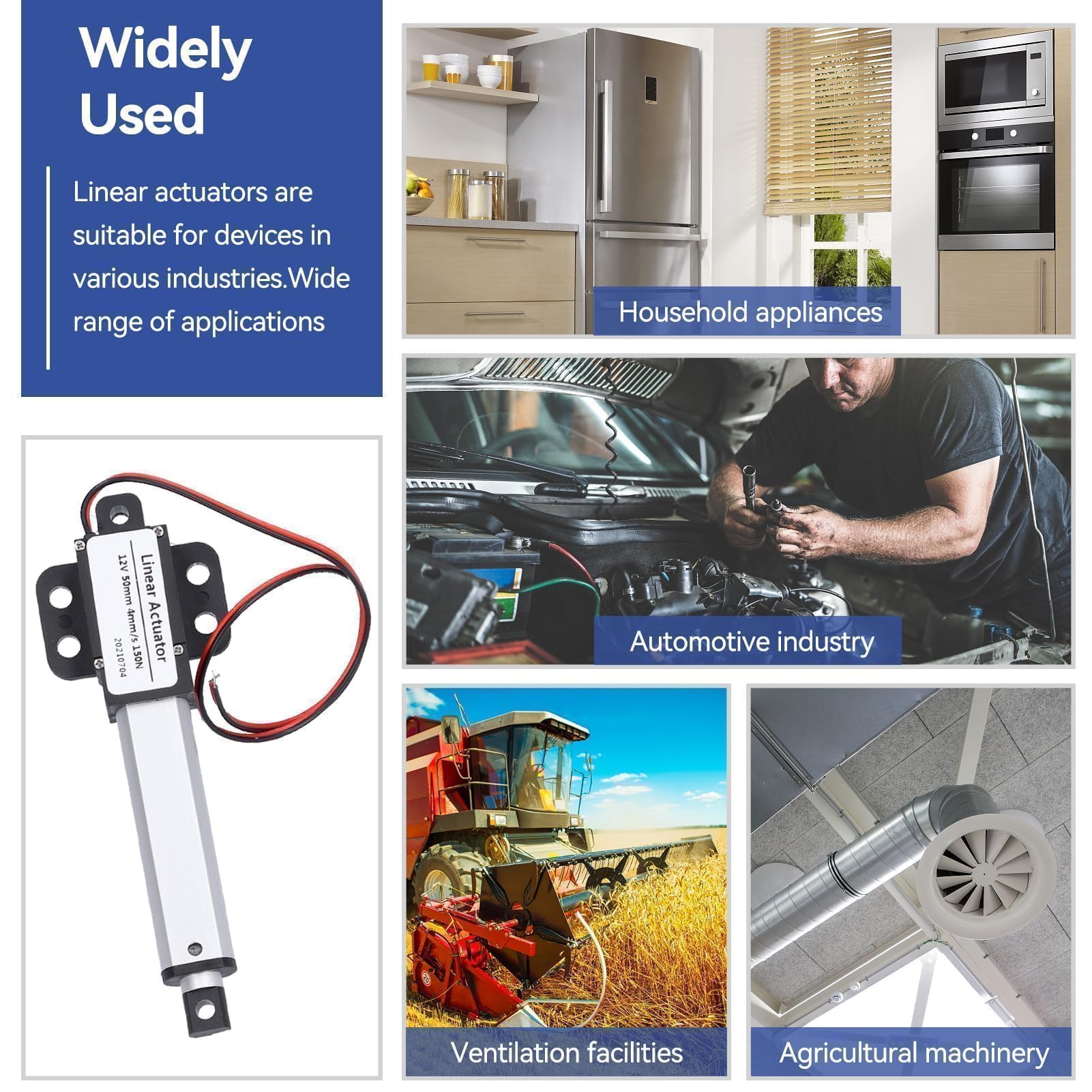 Linearaktuator Mini Electric Linear Motion, 50 mm Linearaktuator, 50mm-4mm/s-150N 12 V DC Mini Electric Linear Actuator Motor Interner Endschalter Lineartechnik-Aktuatoren für die Automobilindustrie