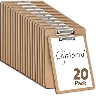 20 Pack Clipboards Bulk, Clipboards for Classroom, Letter Size (9 x 12.5 Inch) Wooden Clipboard, Hardboard Office Clipboard, Classroom Supplies - Amazon product rated Grade B