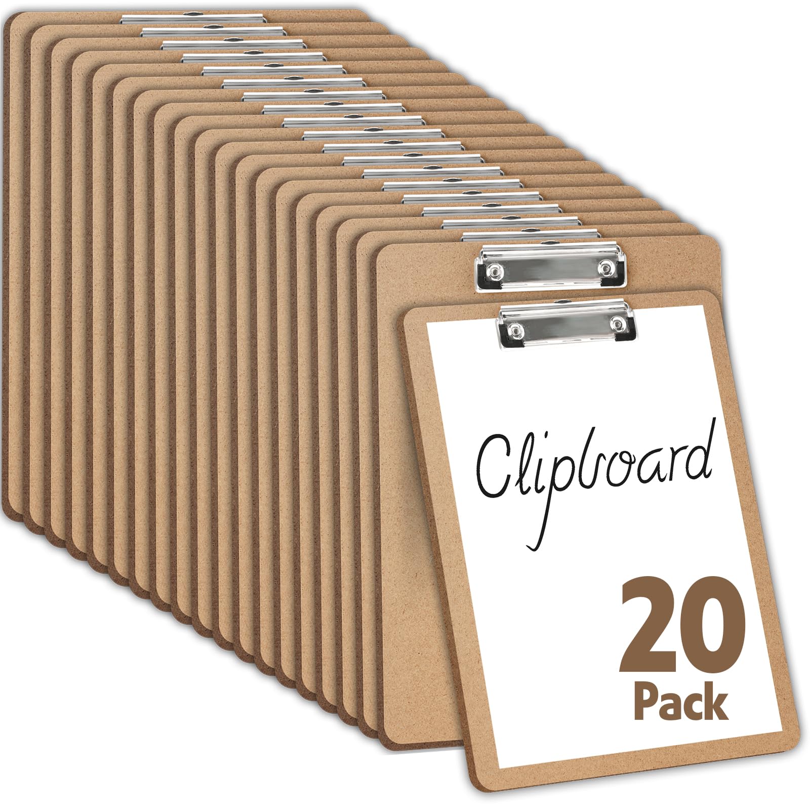 Photo 1 of 20 Pack Clipboards Bulk, Clipboards for Classroom, Letter Size (9 x 12.5 Inch) Wooden Clipboard, Hardboard Office Clipboard, Classroom Supplies