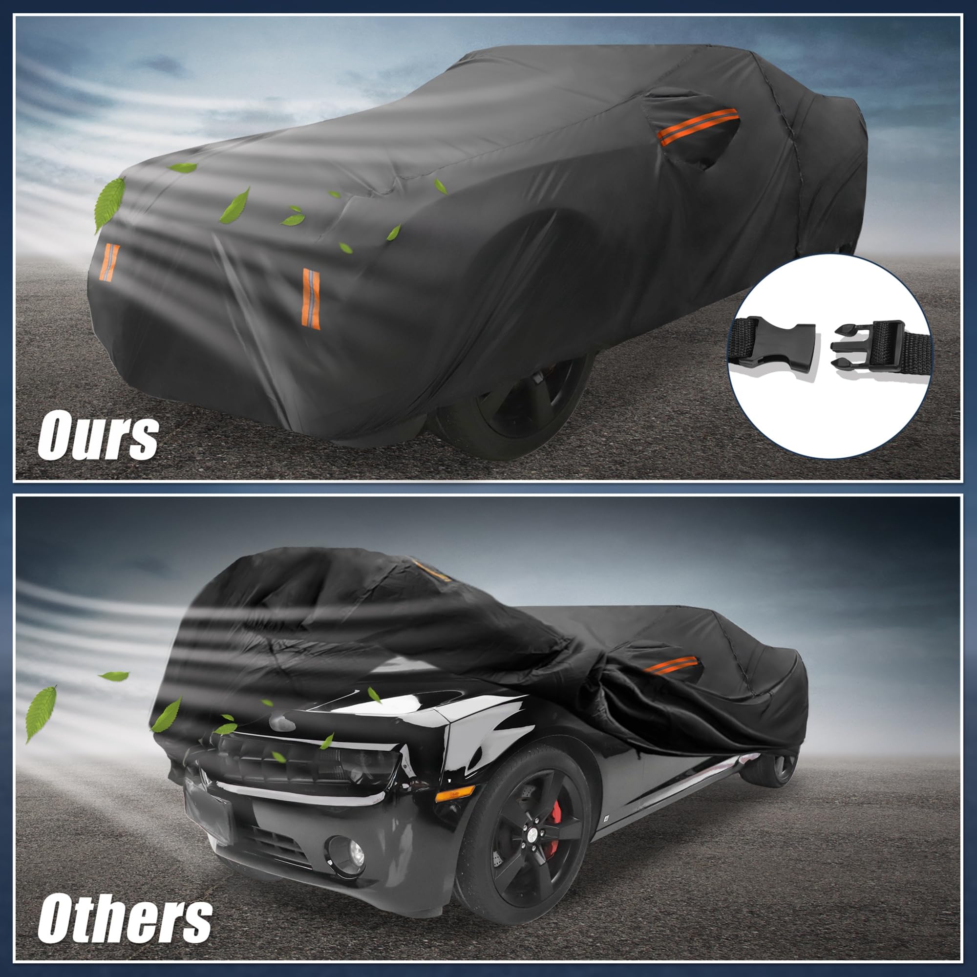 X AUTOHAUX Car Cover for Chevy Camaro 2010-2021 Aluminum Film Outdoor Waterproof Sun Rain Snow Hail Protection with — view 4