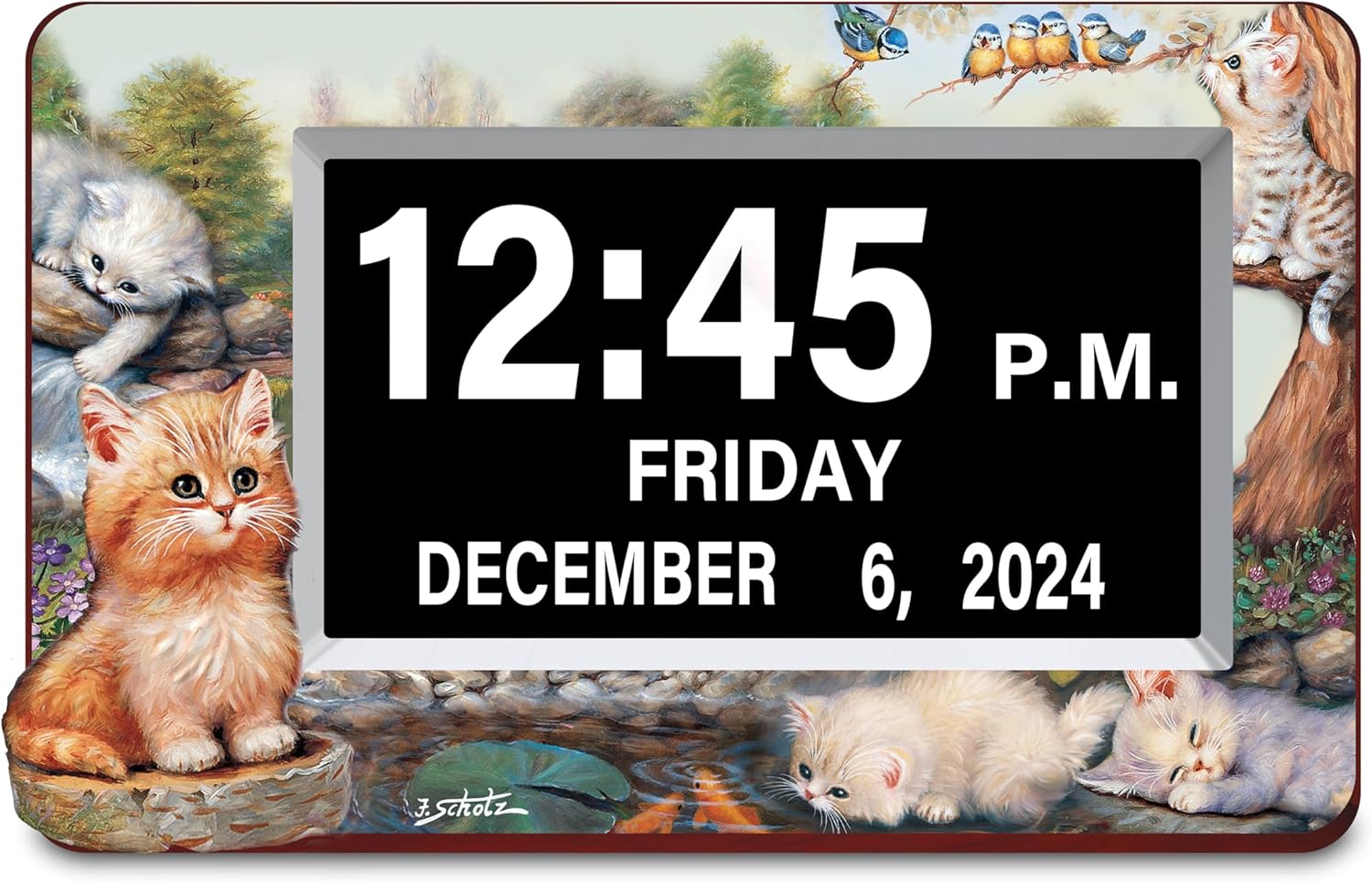 The Bradford Exchange Jürgen Scholz Kitten Art Easy-Read Digital Clock