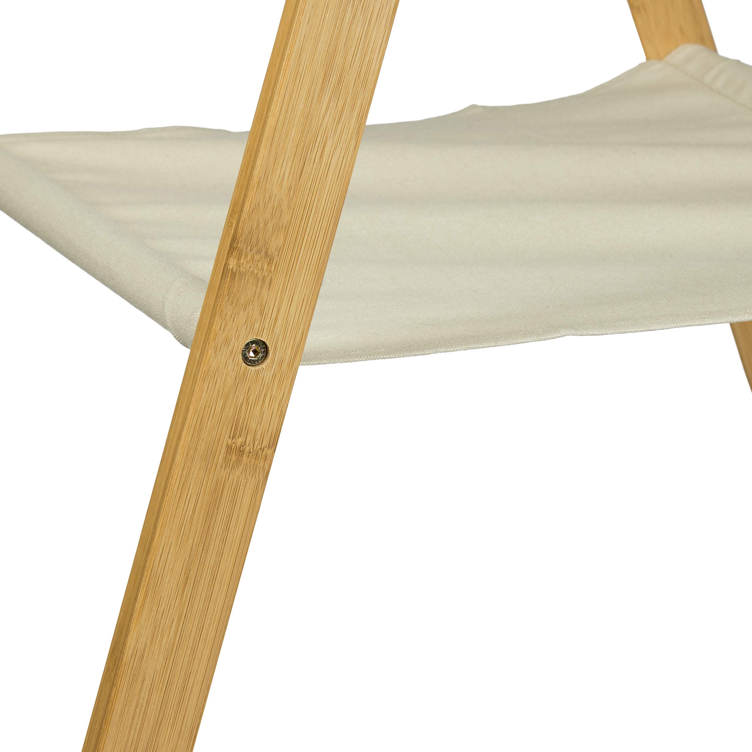 Relaxdays Perchero Burro con Estante, Toallero, Tendedero Plegable, 2 Barras, Bambú y Tela, 155,5 x 50 x 57,5 cm, Marrón
