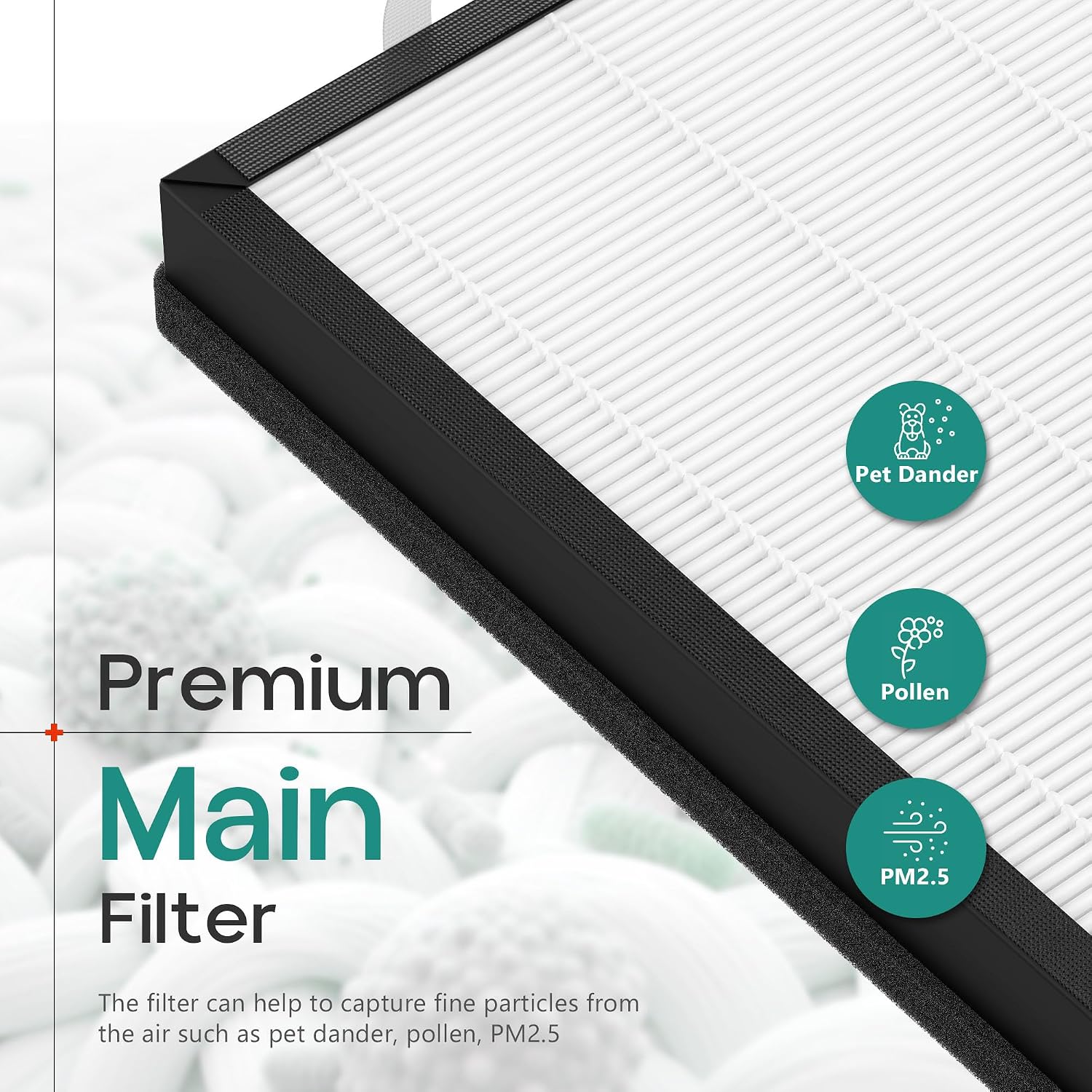 4 Pack Replacement Filter Compatible with uahpet Pet Air Purifier Slim, 3-in-1 Filtration System for Home Large Rooms, Includes 12 Washable Pre-Filters