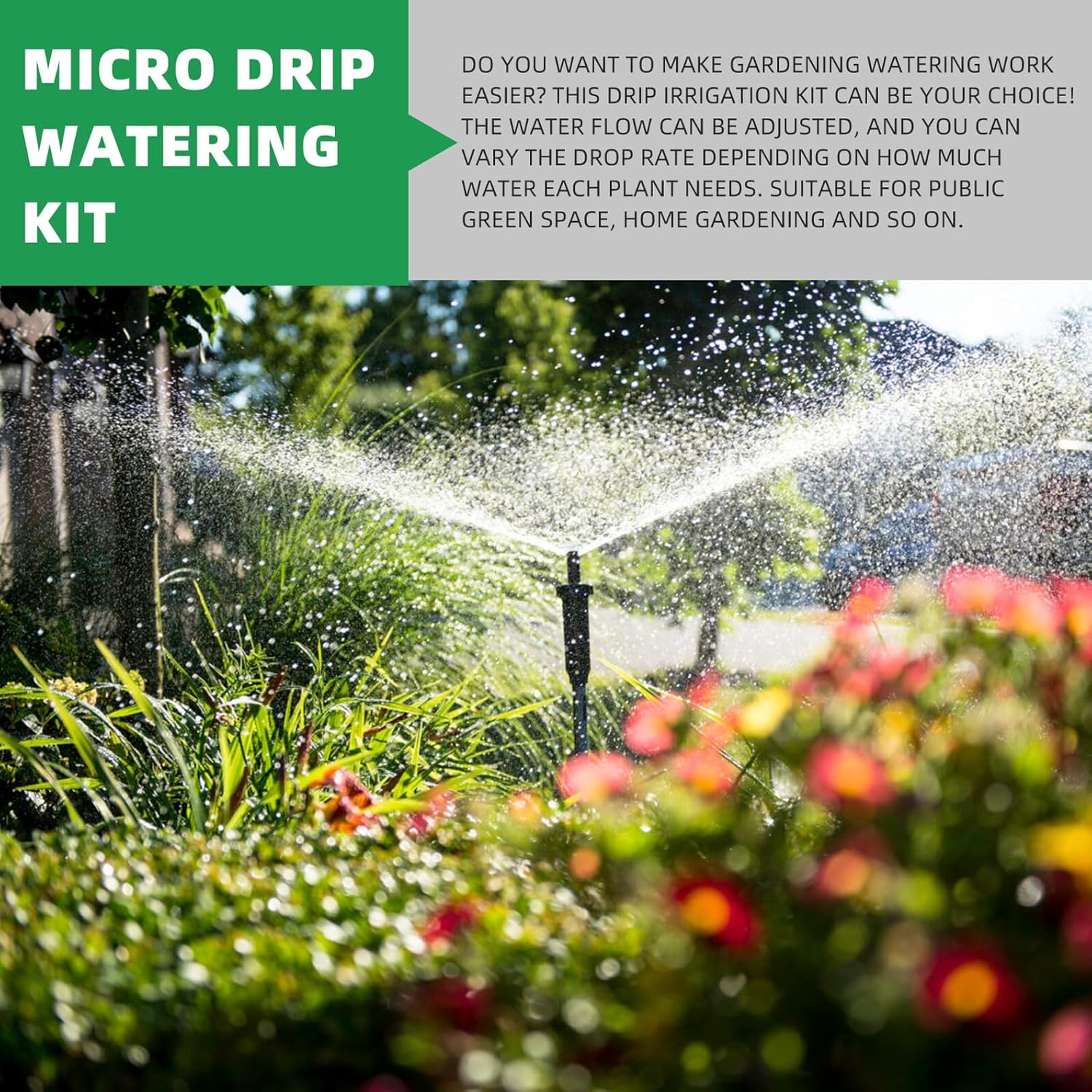 Totority Automatic Drip Irrigation Kit with 15m Micro Drip Hose for Garden and Lawn Watering, DIY Outdoor Irrigation System with Watering Supply for Plants and Greenhouse