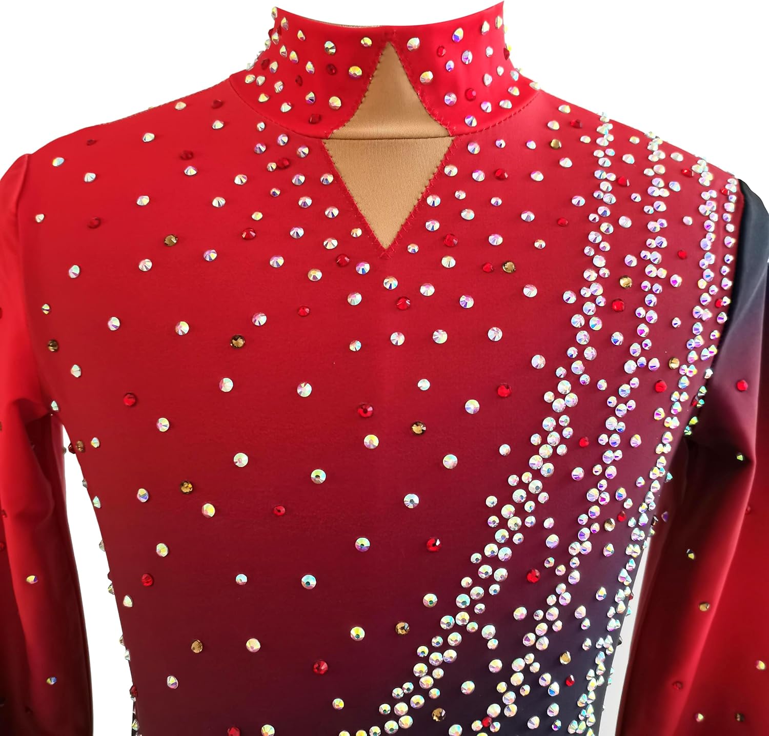 Boys' Red Orange Gradient Figure Skating Dress Adult Gymnastics Performance Customized Competition Dress