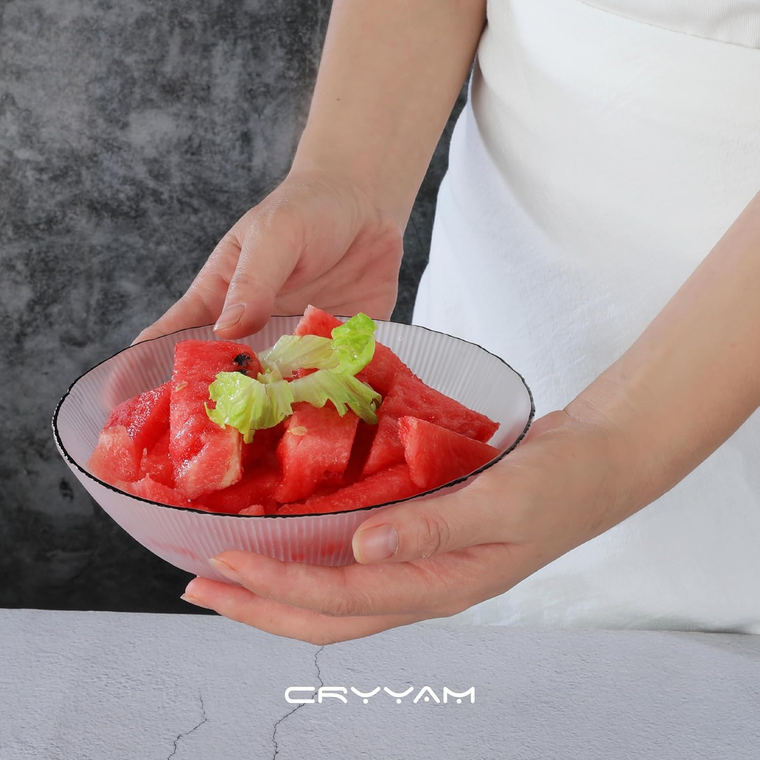 Handblown Glass Bowl Set - 4 Pack Bowls for Kitchen, 60/30/16/10 Oz Mixing Bowls, Decorative Salad Bowls, Large Serving Glass Soup and Pasta Bowls, Cereal and Fruit Bowls, Ideal for Home Use