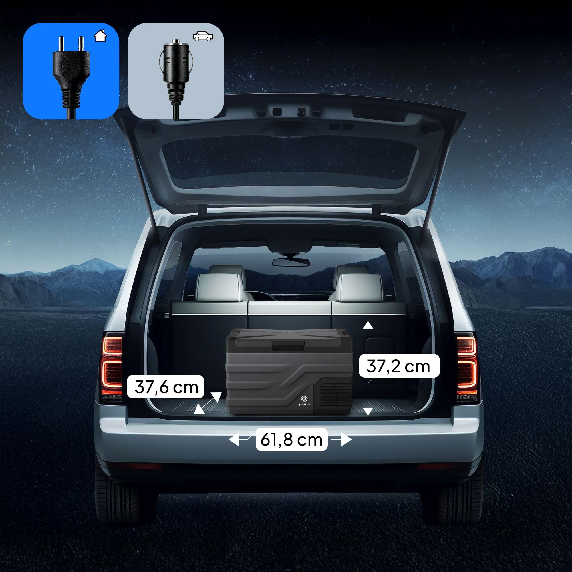 peme Frigorifero Portatile Elettrico Congelatore Frigo Campeggio Auto 12v 24 220v 240 Compressore per Camper Freezer Ricaricabile Congelatori Viaggio Refrigeratore Escursione