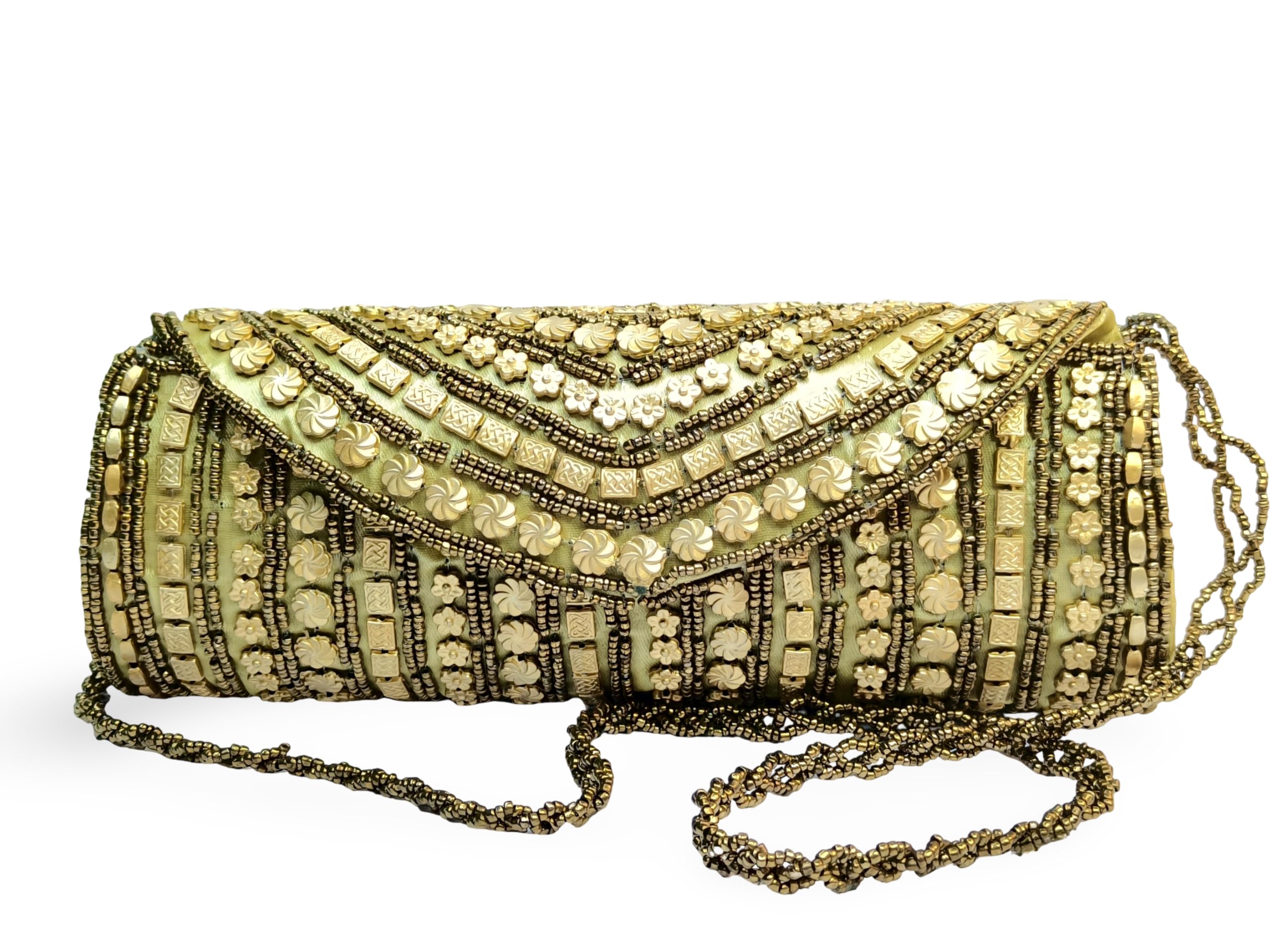 Women Beadwork Embellished Ethnic Clutch Bag with Chain Strap-picture-47