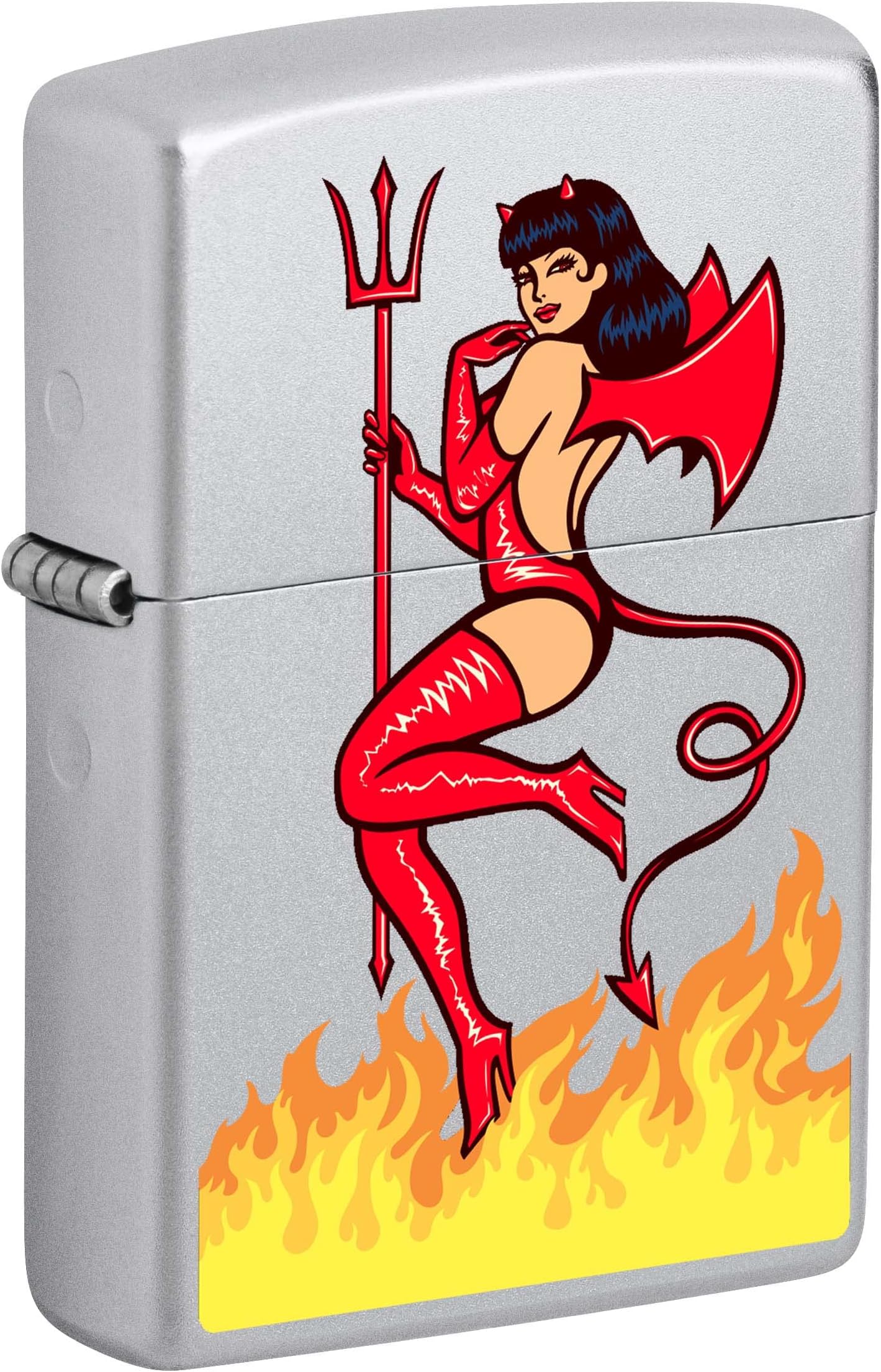 Lighter, Devil Pin-Up Girl - Satin Chrome 80984